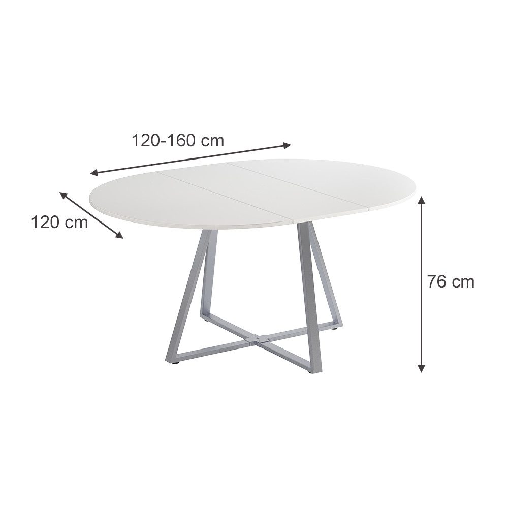 Vicco Esstisch Loyd, Weiß/Grau, 120 x 120 cm ausziehbar günstig online kaufen