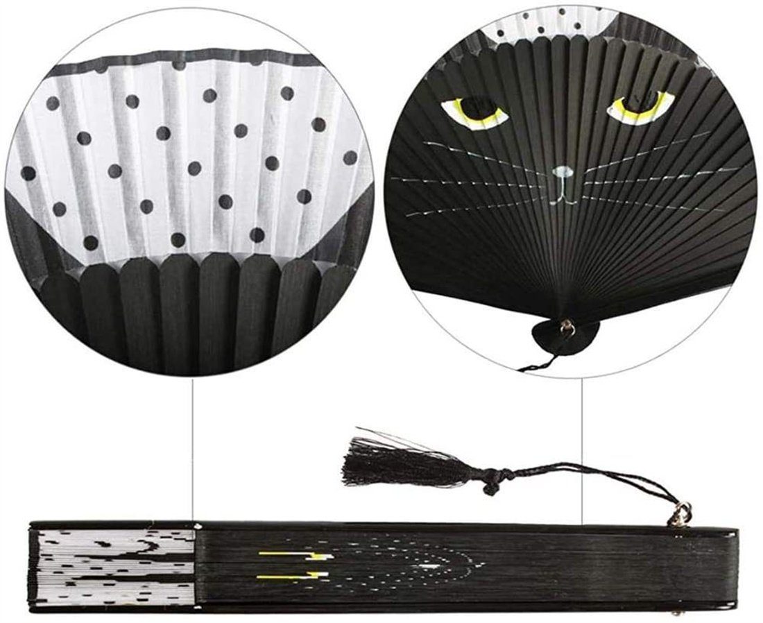 DÖRÖY Handfächer Kreativer Bastelfächer. Faltfächer, Schwarz Katzen-Faltfächer, japanischer