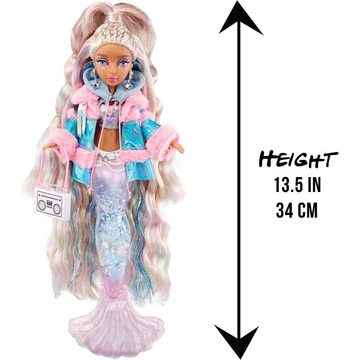 MGA ENTERTAINMENT Anziehpuppe Mermaze Mermaidz Winter Waves - KISHIKO - Meerjungfrauen-Puppe, Flosse