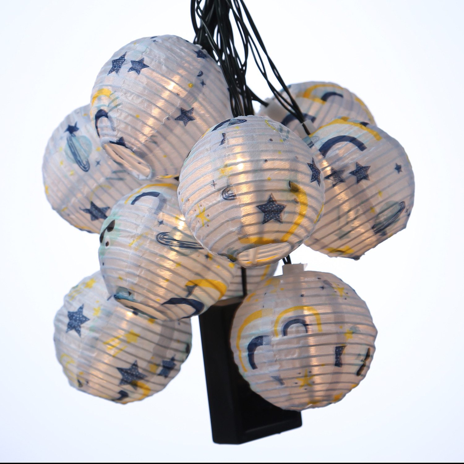 MARELIDA LED-Lichterkette LED Solar Lichterkette 10 blaue Lampions Weltall Himmel, 10-flammig