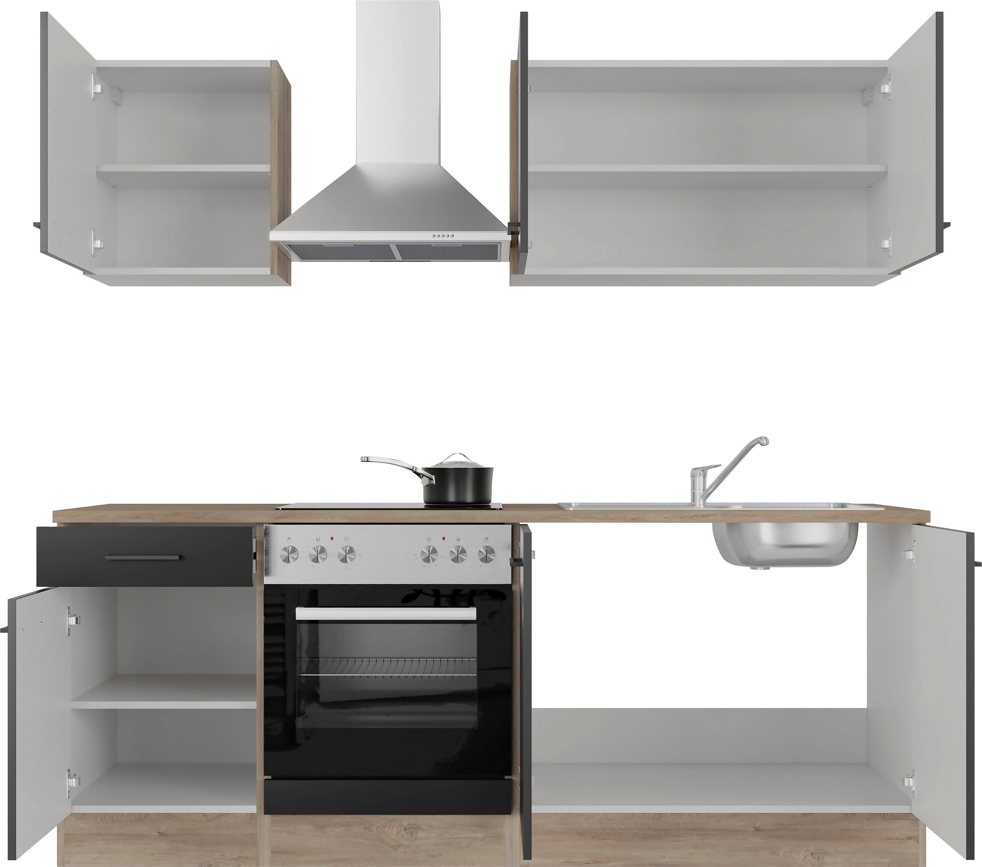 Flex-Well Küche Capri, mit und ohne E-Geräten erhältlich, Gesamtbreite 210 cm