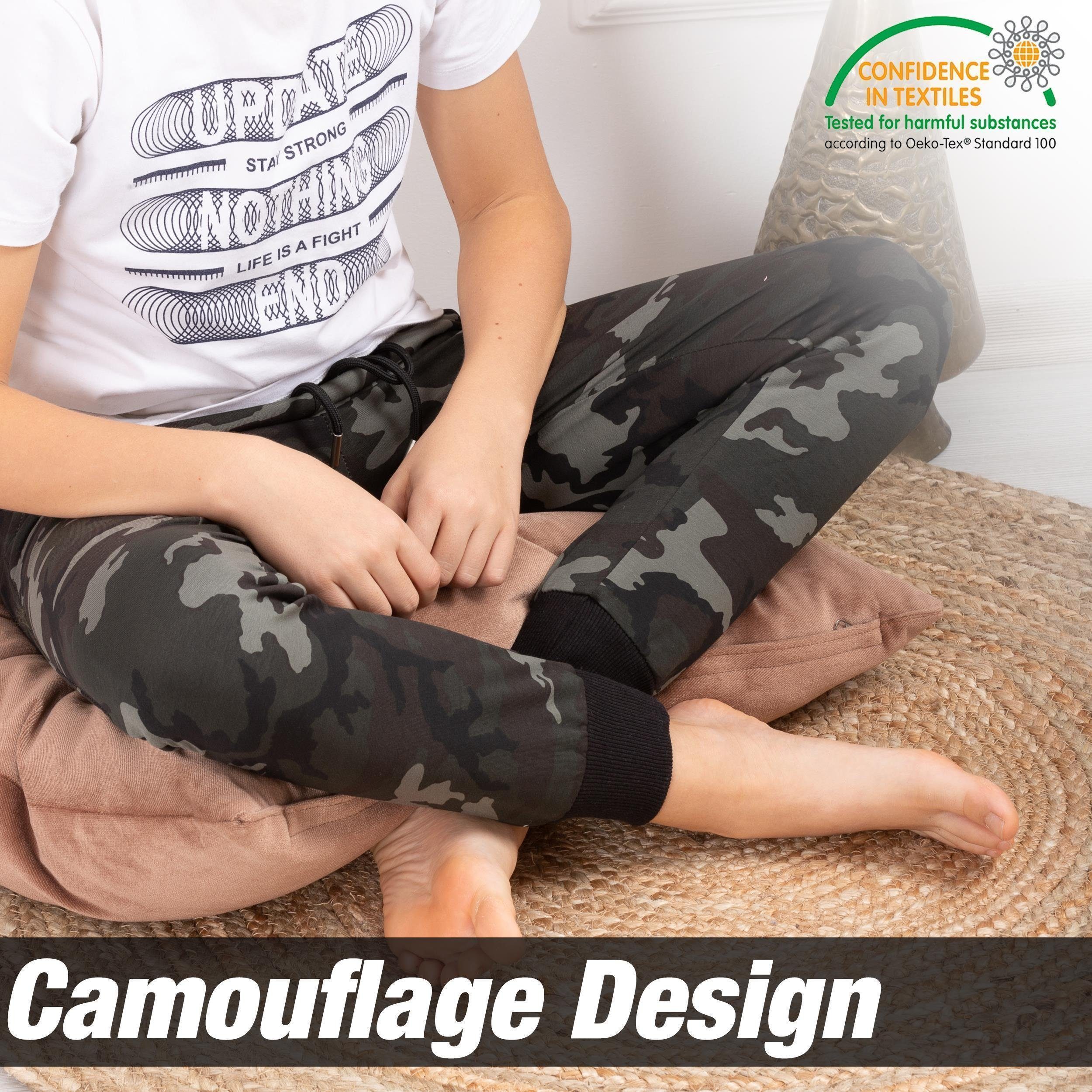 LOREZA Jogginghose Jungen & Mädchen Freizeithose Trainingshose Sporthose - Camouflage - (1-tlg)