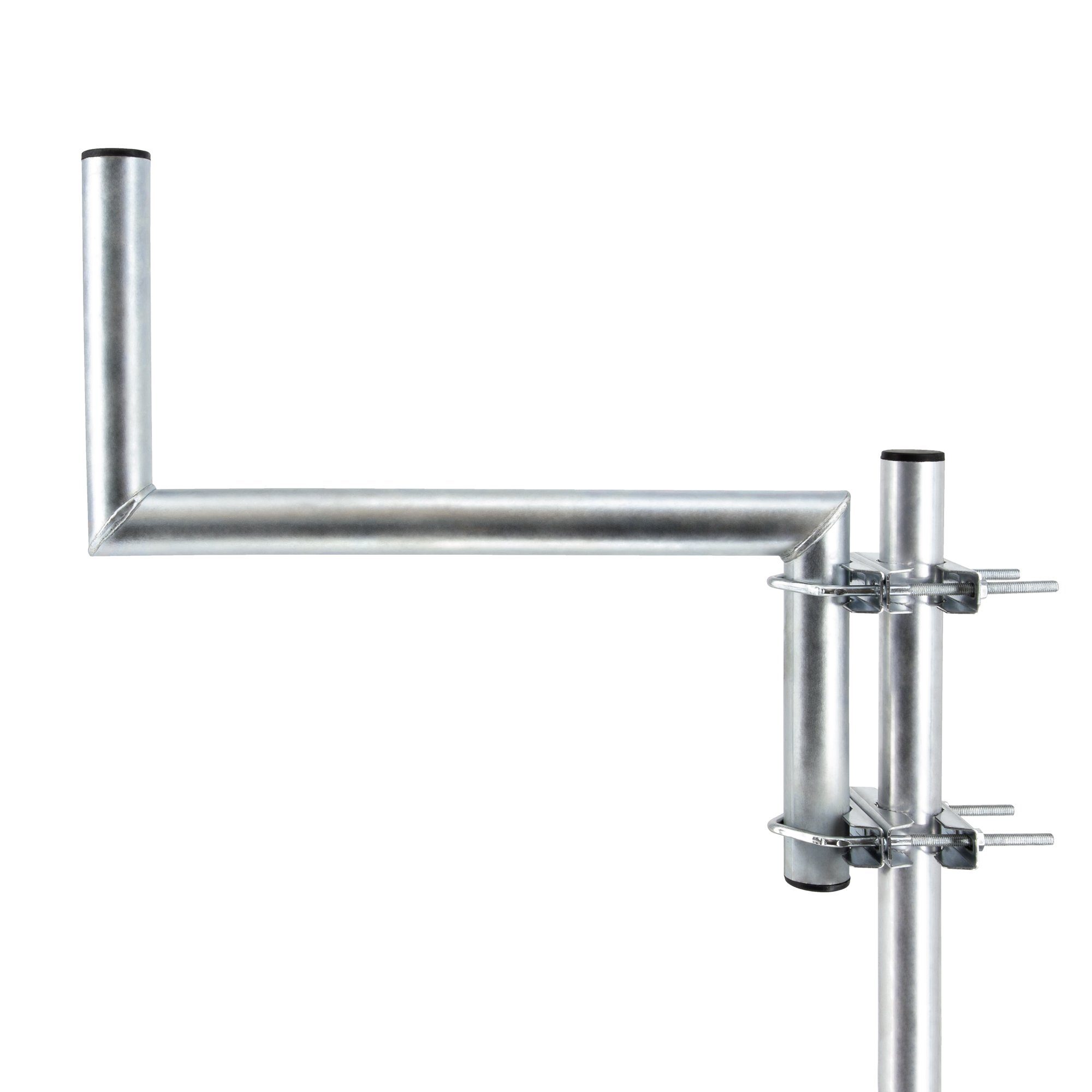 PremiumX SAT-Halterung Z-Ausleger 50cm Ø 42mm Stahl mit Schellen SAT Mast Ausleger