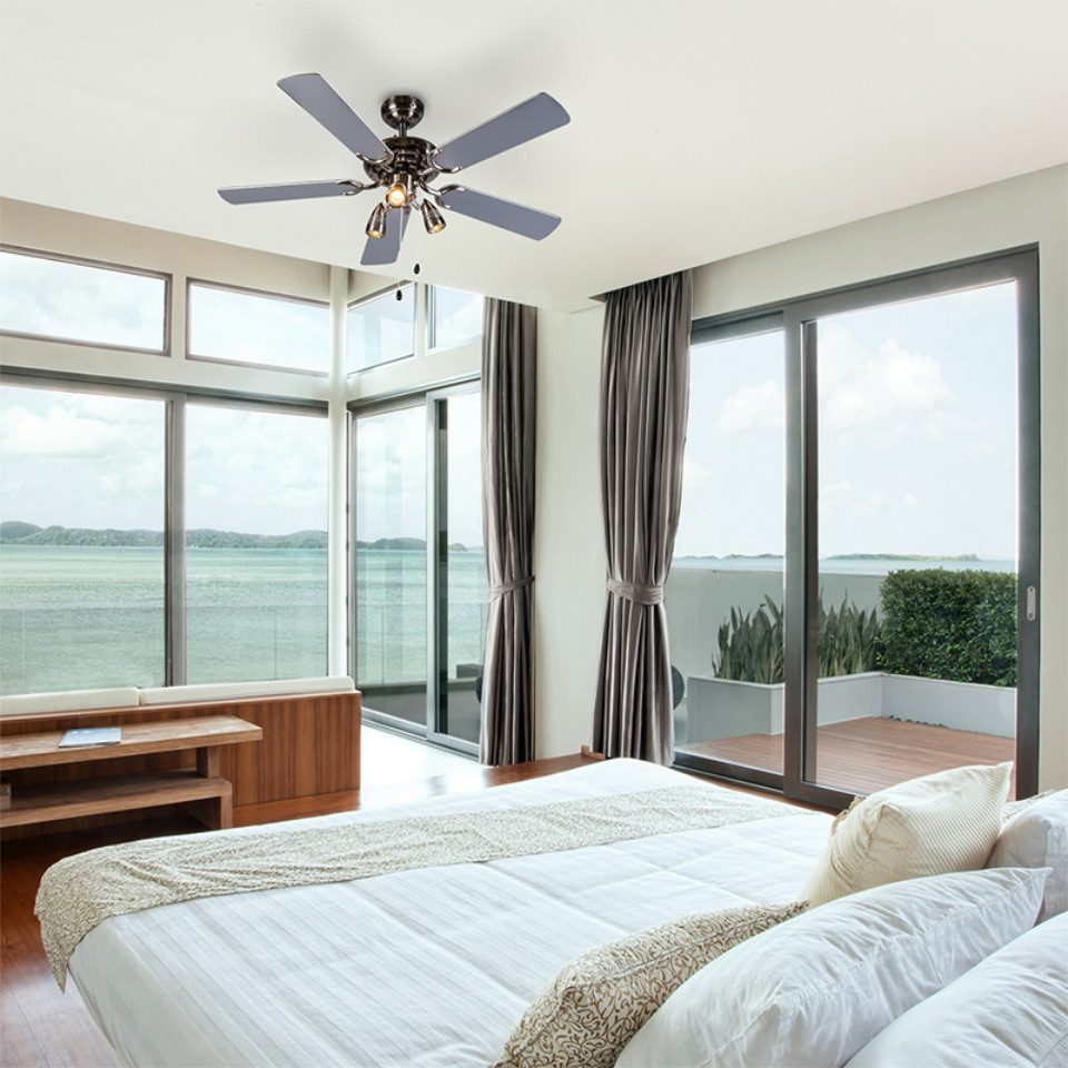 Qazqa Deckenventilator Mistral, GU10, Grau, Modern, günstig online kaufen