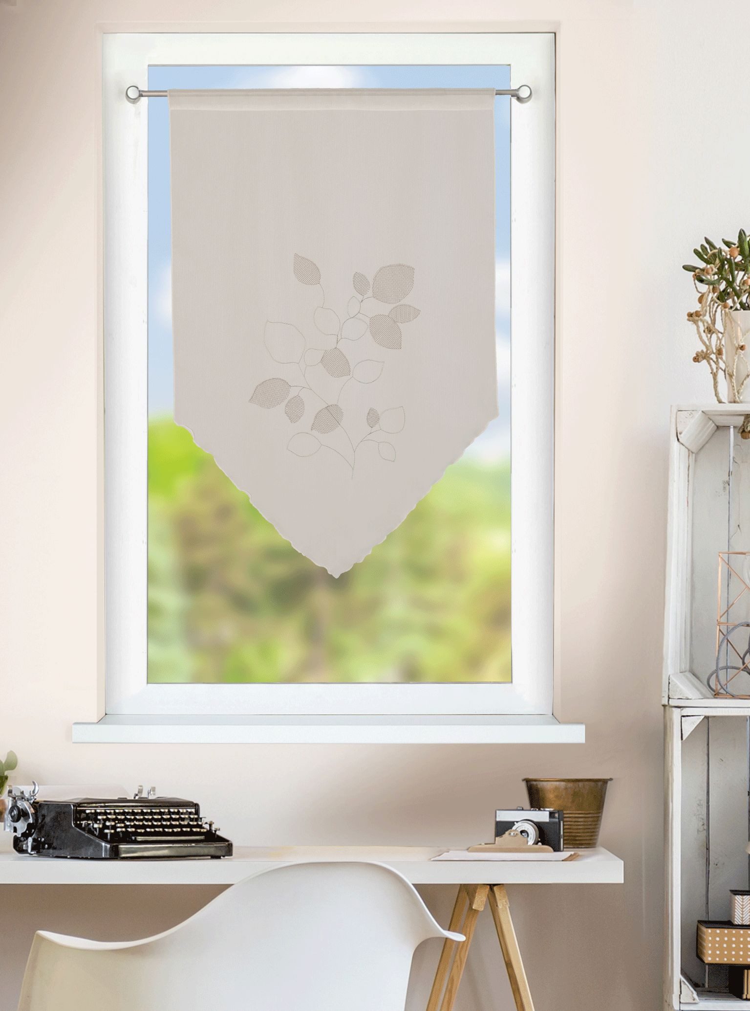 HOMING Scheibengardine Nea (1 St), Stangendurchzug, halbtransparent, Schlaufenpanneaux
