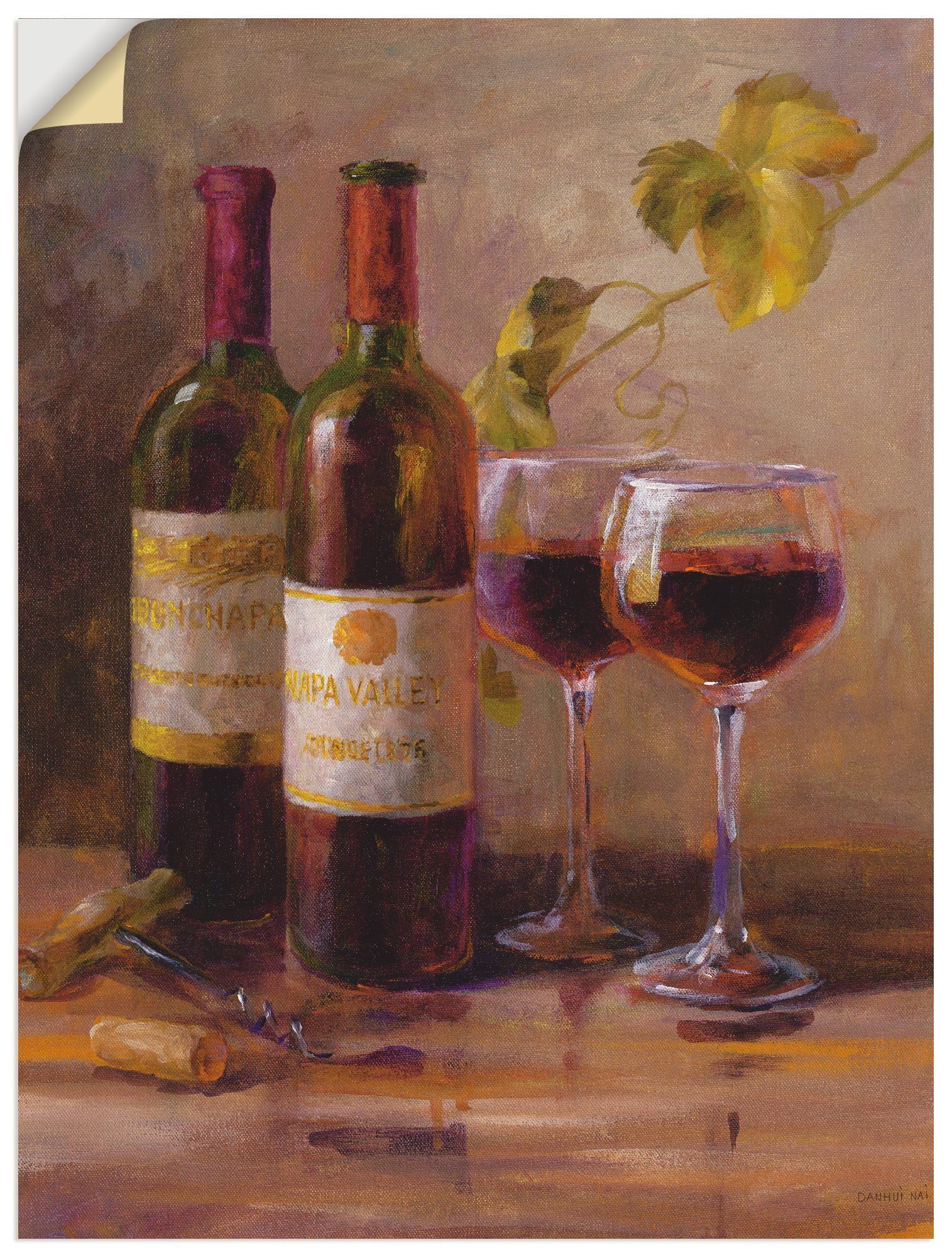 Artland Wandbild Offener Wein I, Getränke (1 St), als Leinwandbild, Wandaufkleber oder Poster in versch. Größen