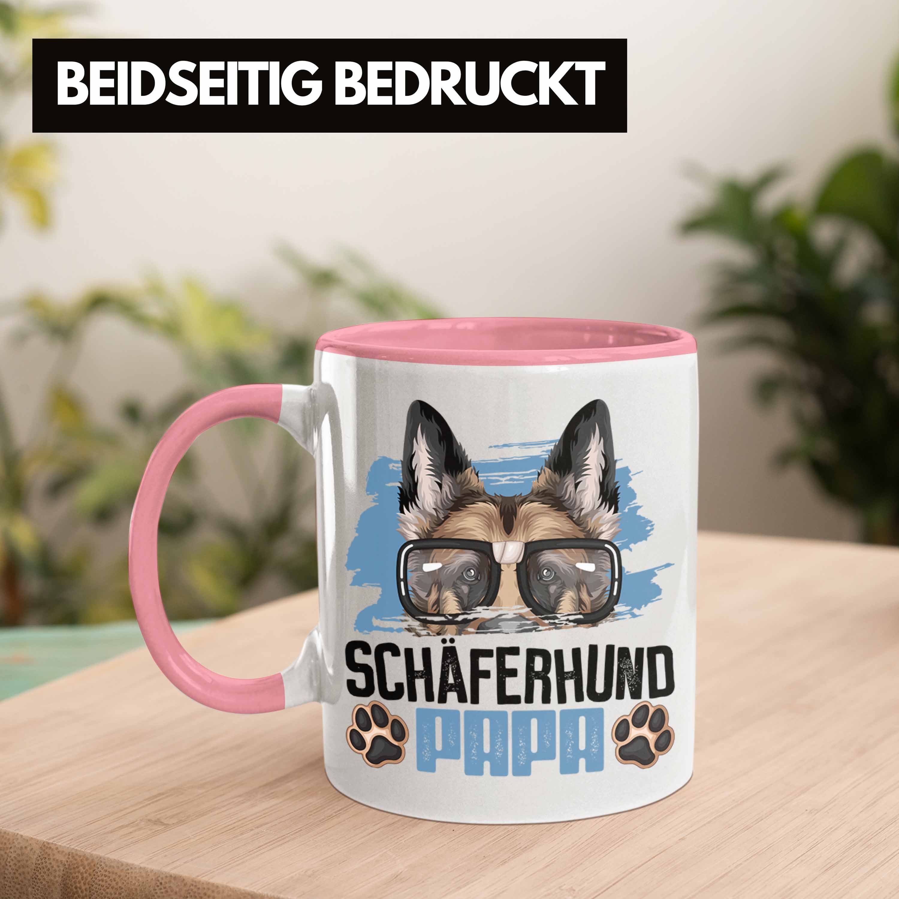 Trendation Tasse Schäferhund Papa Besitzer Rosa Tasse Geschenk Geschenkidee Lustiger Spruch