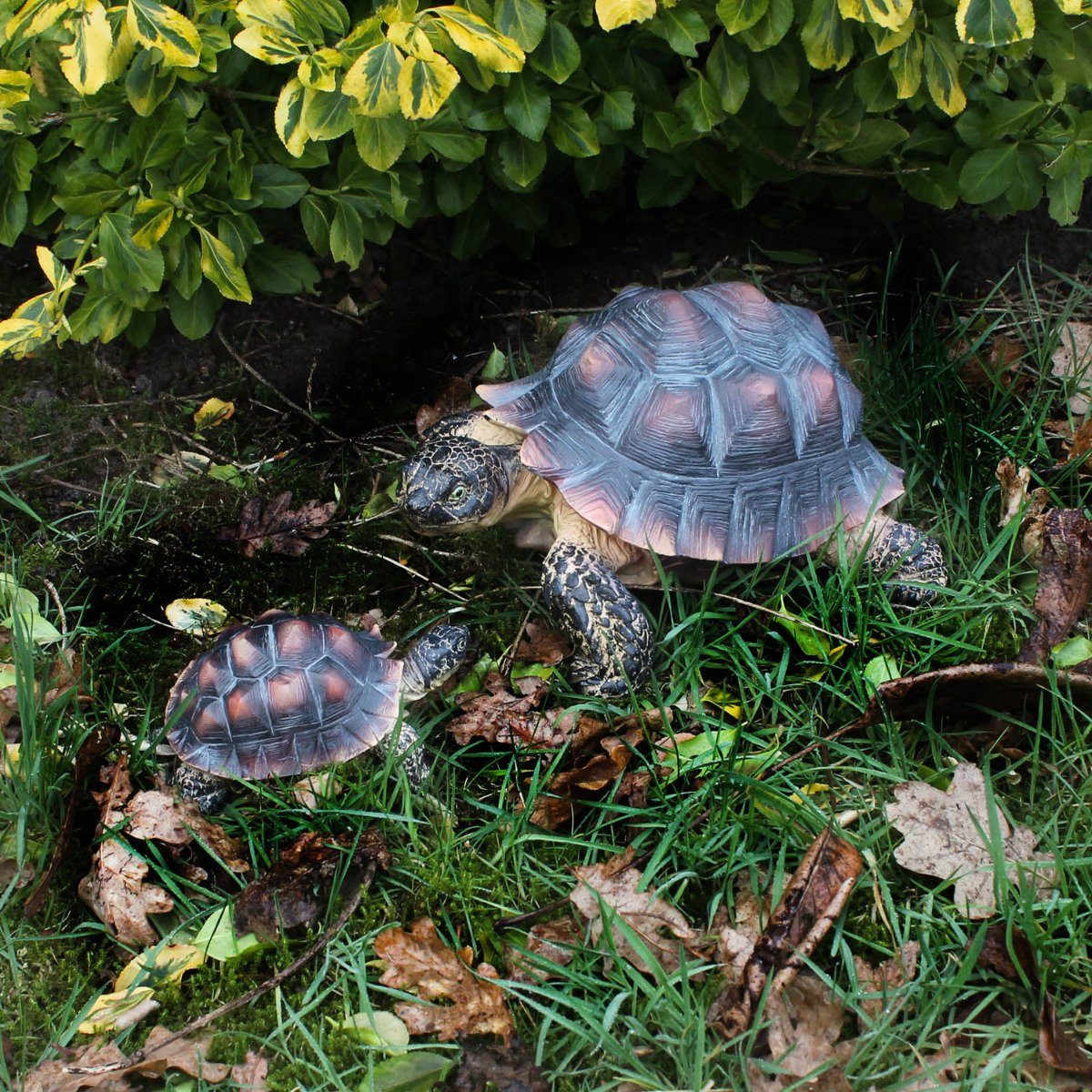 Schildkröten Figuren Schildkröte, Darstellung 2er Set Realistische Deko Tierfigur colourliving Handbemalt, Wetterfest,