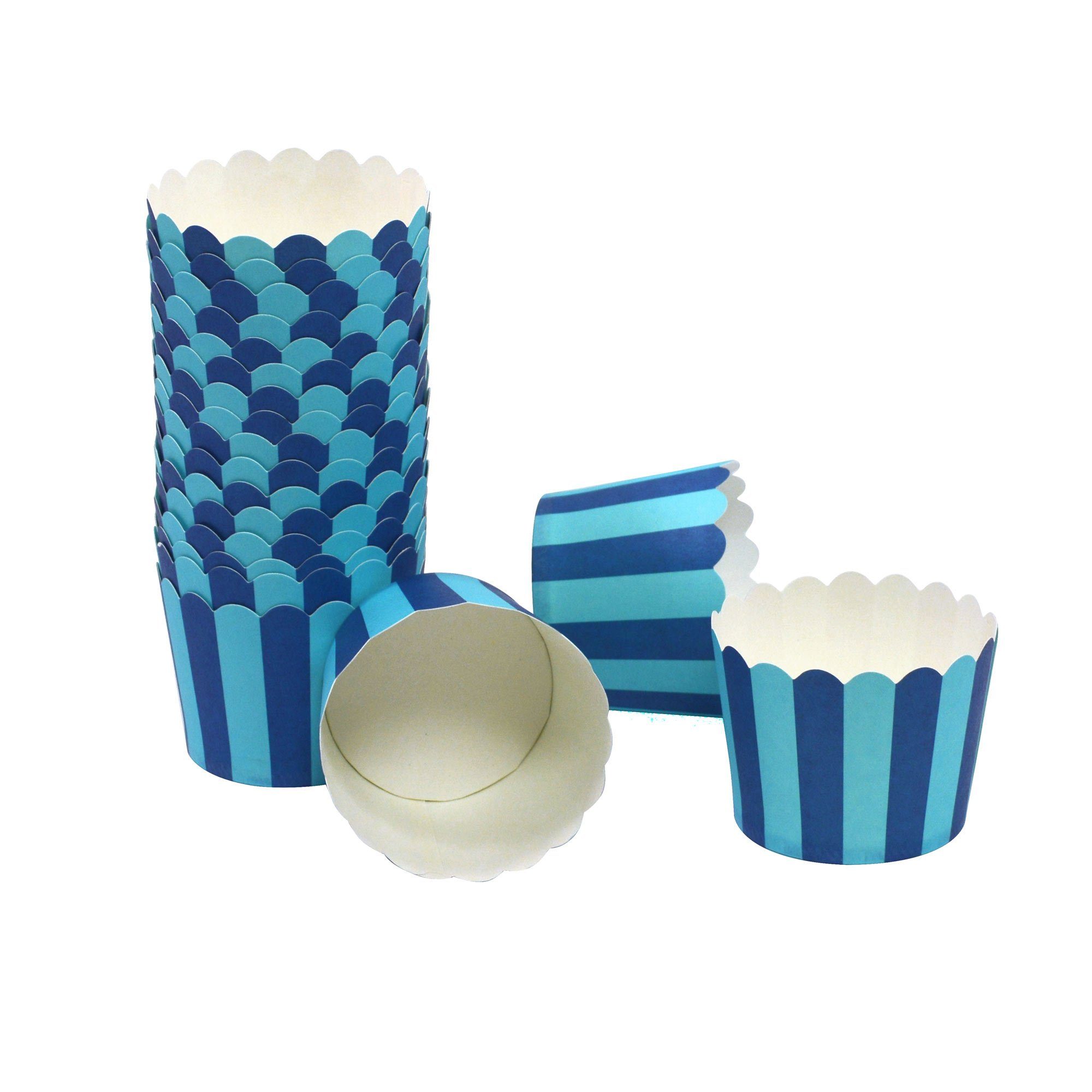 Frau WUNDERVoll Muffinform Muffin Backformen, klein Durchmesser 5 cm, blau mit hellblauen Streife, (50-tlg) | Muffinformen
