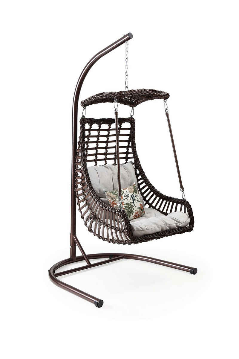 Capri Swing Hängesessel Capri Hängesessel mit Gestell Alacati Garten Rattan 120 Kg Hängekorb