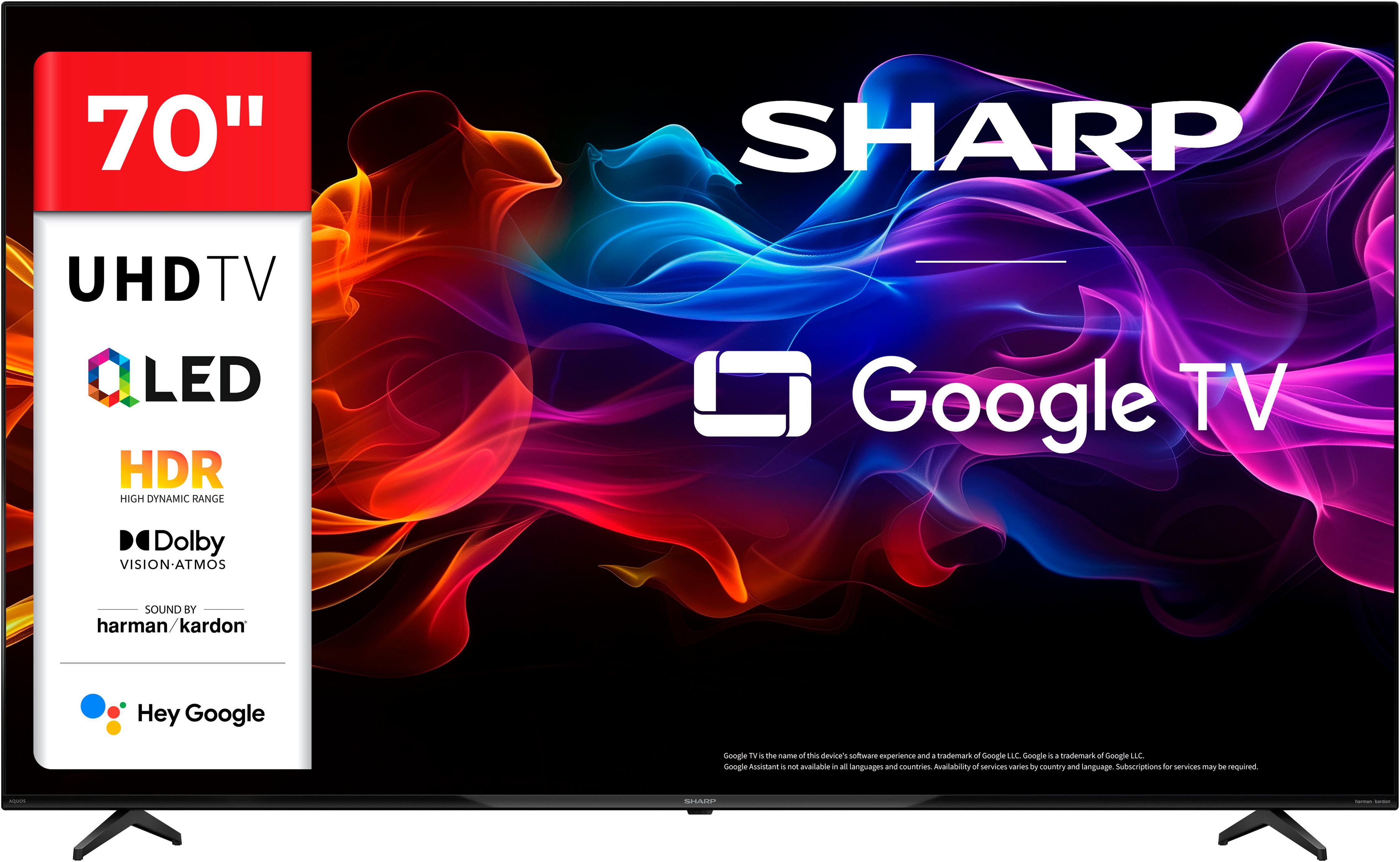 Sharp 4T-C70HPx QLED-Fernseher (177 cm/70 Zoll, 4K Ultra HD, Google TV, Smart-TV)