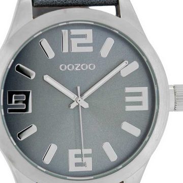 OOZOO Quarzuhr Oozoo Damen Armbanduhr Timepieces C1060, (Analoguhr), Damenuhr rund, extra groß (ca. 46mm) Lederarmband, Fashion-Style