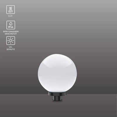 SellTec Gartenstrahler »Kugellampe KIRA«, D=20cm, Außenleuchte Erdspieß, opal weiß