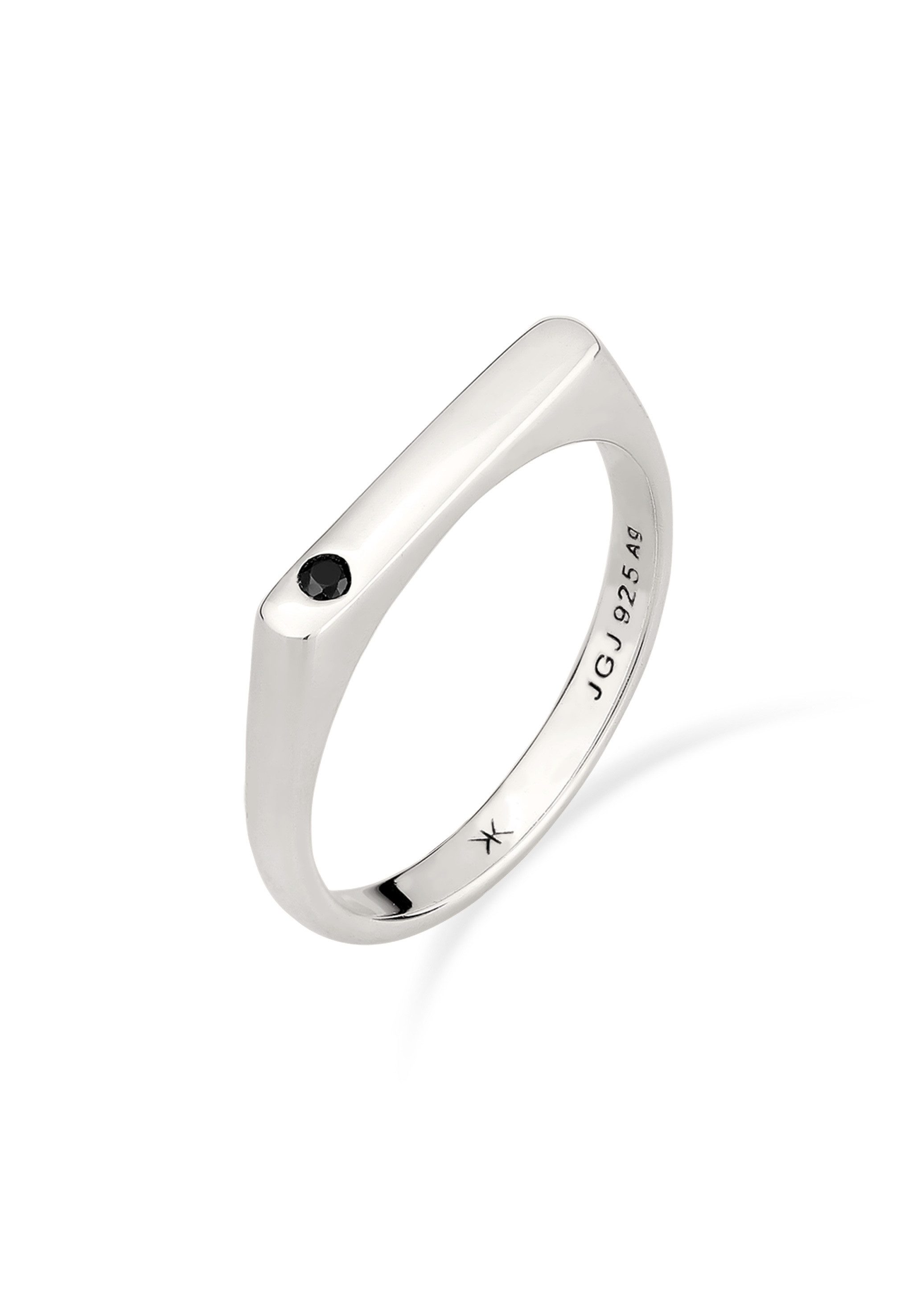 Kuzzoi Siegelring Siegelring Zirkonia Schwarz 925 Sterling Silber