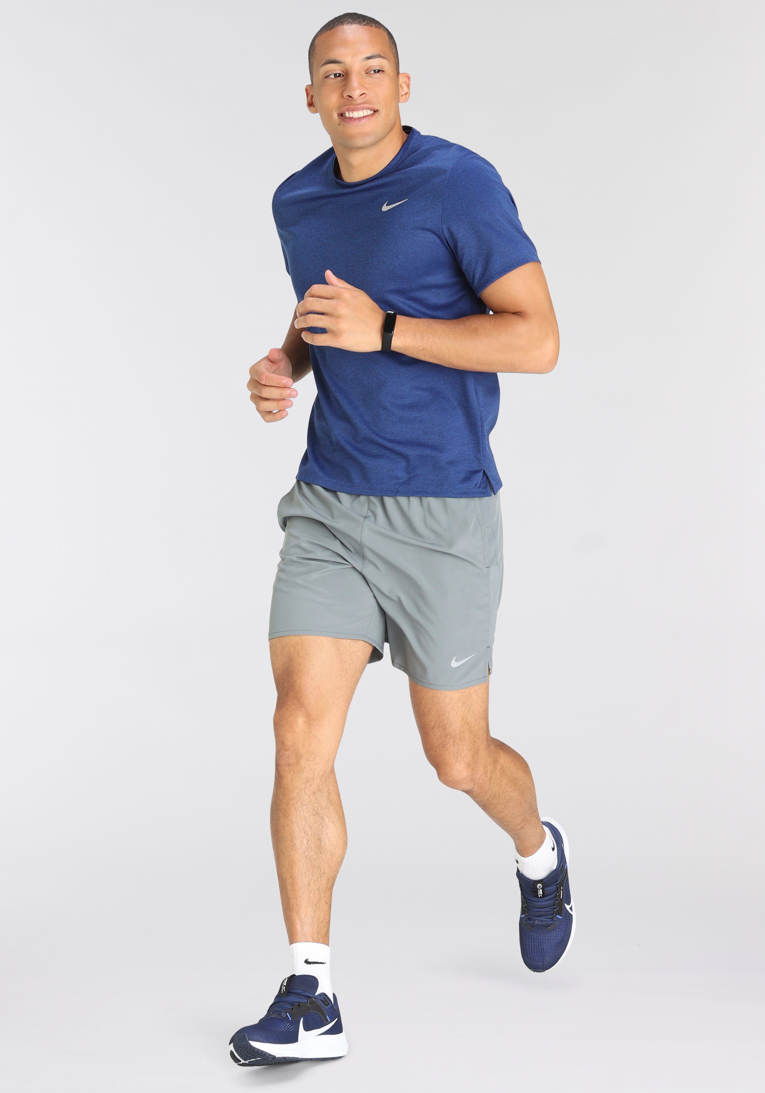 RUNNING MIDNIGHT ROYAL/REFLECTIVE MEN'S Nike DRI-FIT TOP NAVY/GAME UV Laufshirt SHORT-SLEEVE MILER SILV