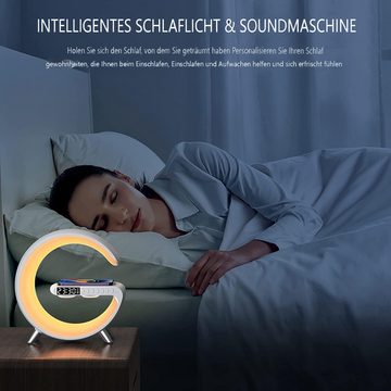 Bedee Mobiltelefon kabelloses Laden Lautsprecher Nachttischlampe Alarm Uhr Bluetooth-Speaker (Mit kabellosem Laden, Bluetooth-Lautsprecher AtmosphäRenlampe Wecker)