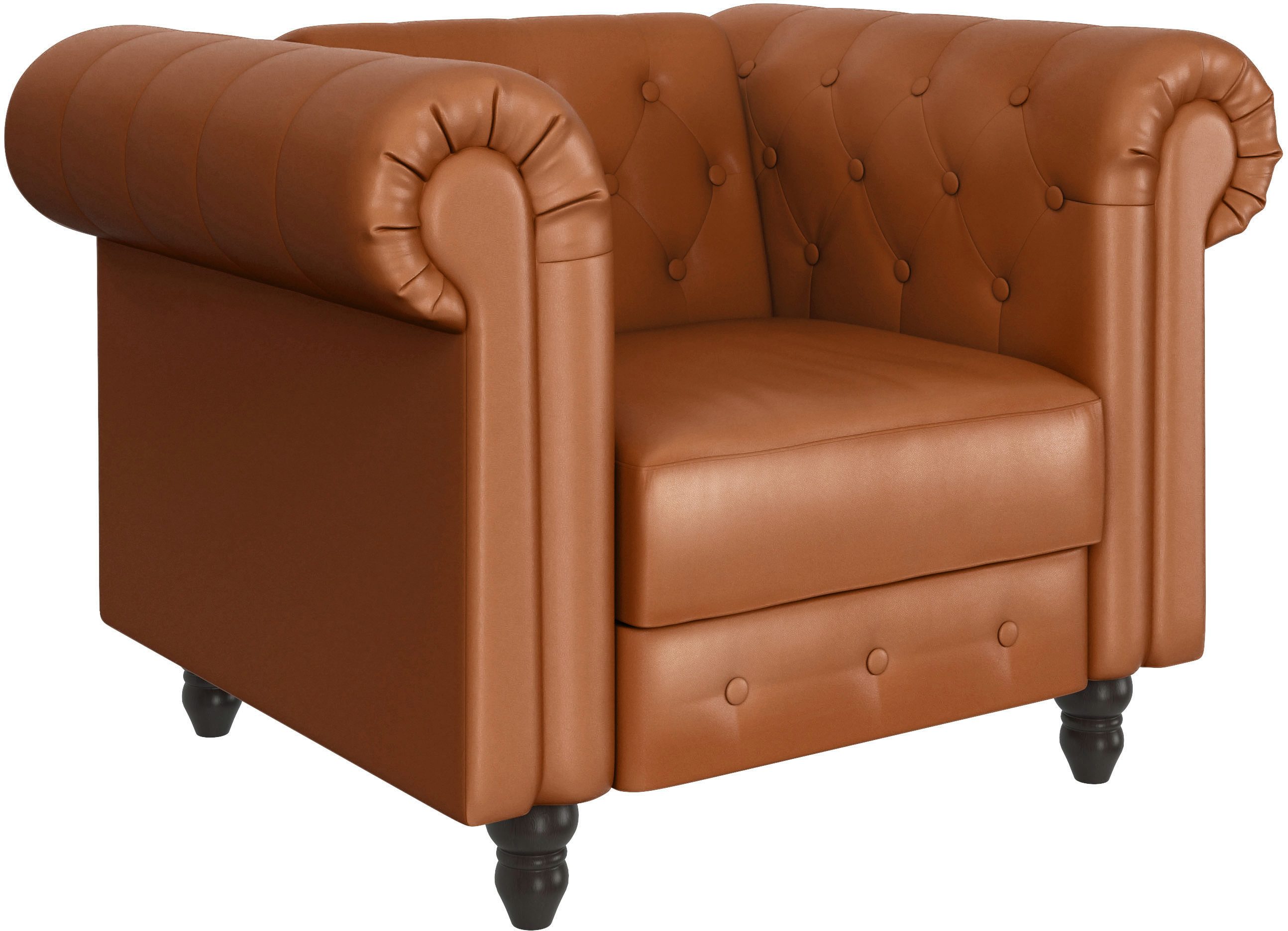 Dorel Home Chesterfield-Sessel Felix, mit Rückenlehne 3-fach verstellbar, Beine Massivholz, Sitzhöhe 46 cm