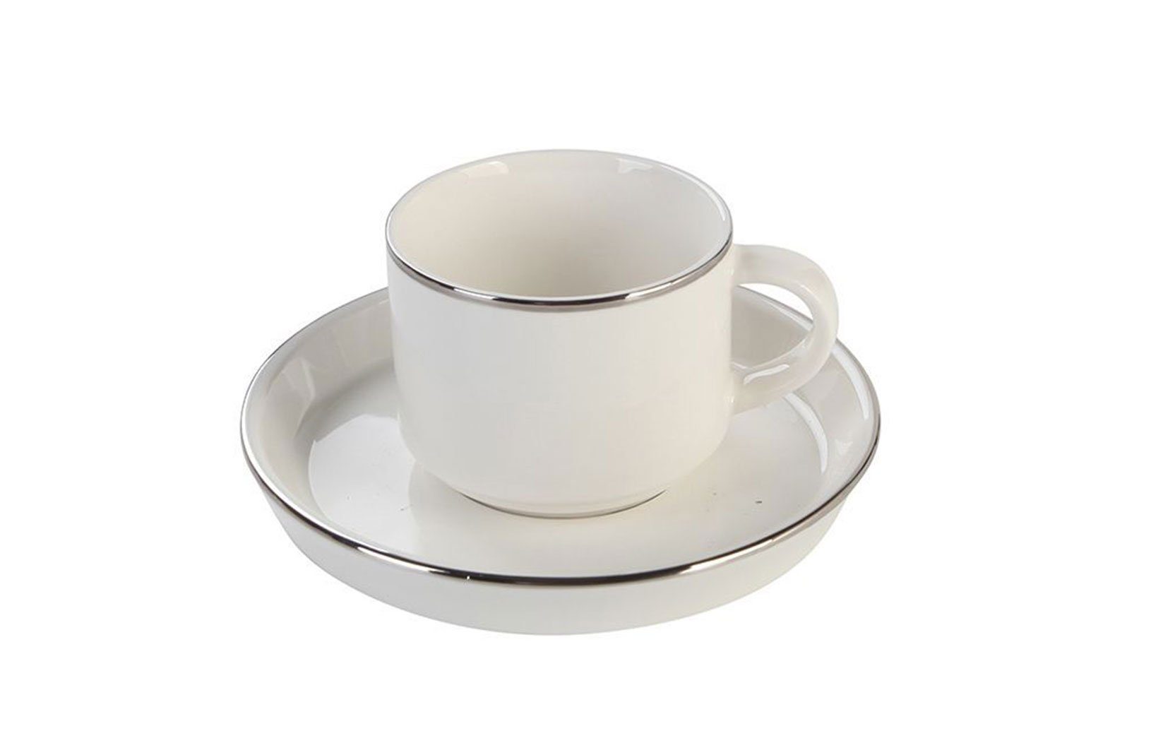 Özberk Espressotasse Lunel Silber, Porzellan, 12 Teiliges Espressotassen-Set für 6 Personen