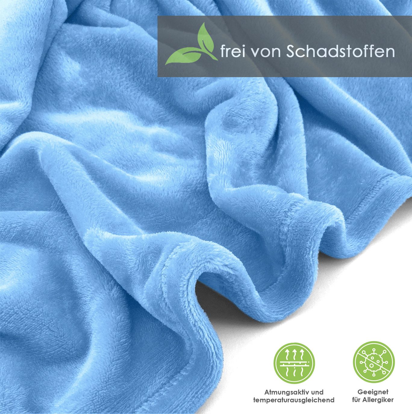 Wohndecke Premium Super Soft Flanell Kuscheldecke Sofadecke, heimtexland, super weich und flauschig, Allergiker geeignet, atmungsaktiv – Bild 3 von 5