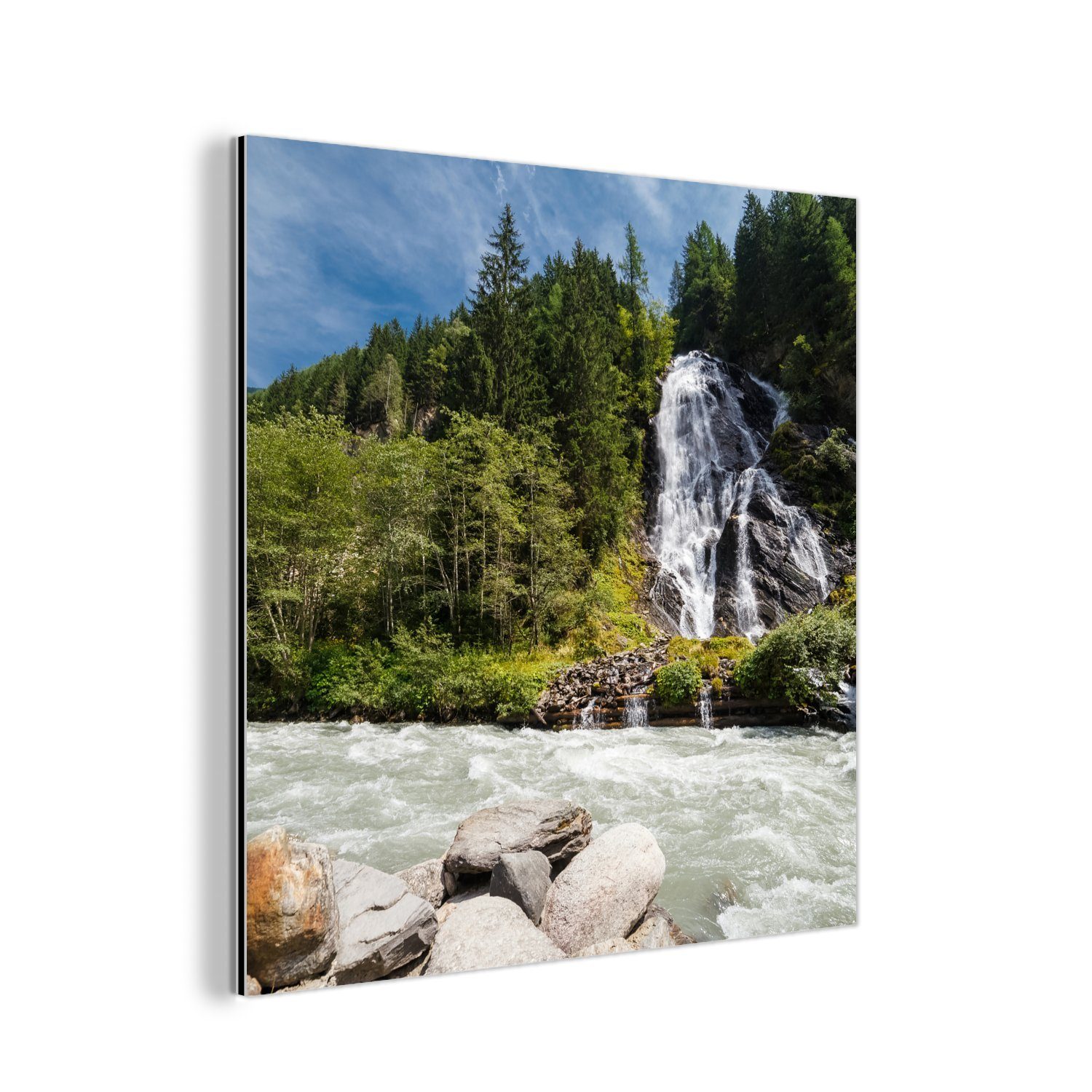 MuchoWow Metallbild Wasserfall am Großglockner in Österreich, (1 St), Alu-Dibond-Druck, Gemälde aus Metall, Aluminium deko | Bilder