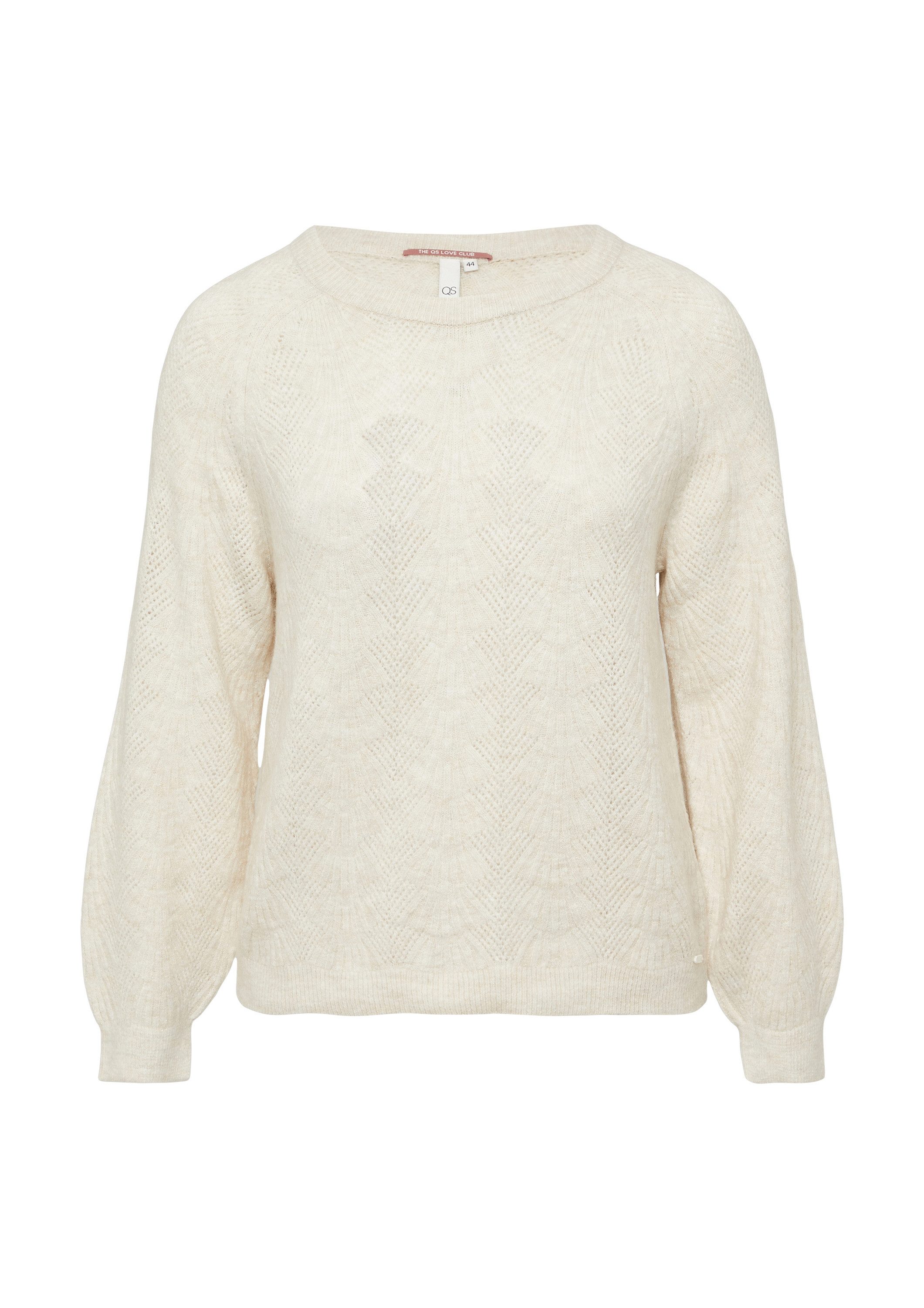QS Longpullover Strickpullover Pullover mit Ajourmuster
