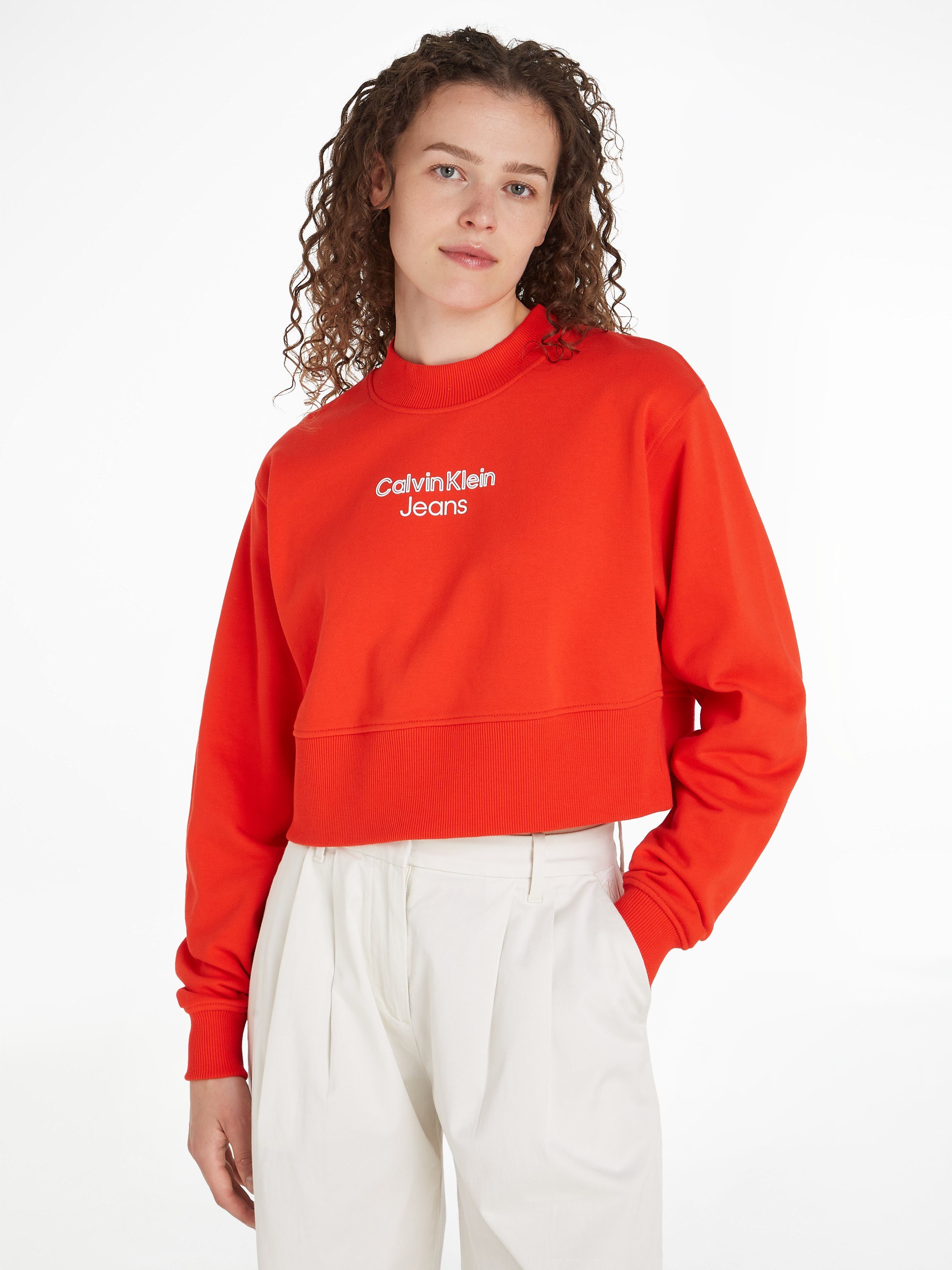 Calvin Klein Jeans Sweatshirt STACKED INSTITUTIONAL CREWNECK mit Logoprägung