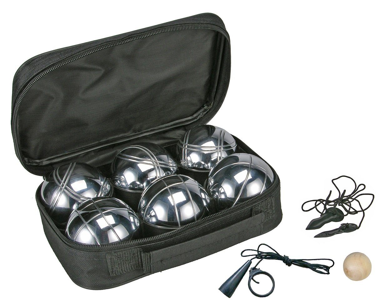 Spielzeug-Gartenset Boccia Set 6x 720g Metallkugeln Bouleset Boulekugeln Petanque Boule Set + Tasche