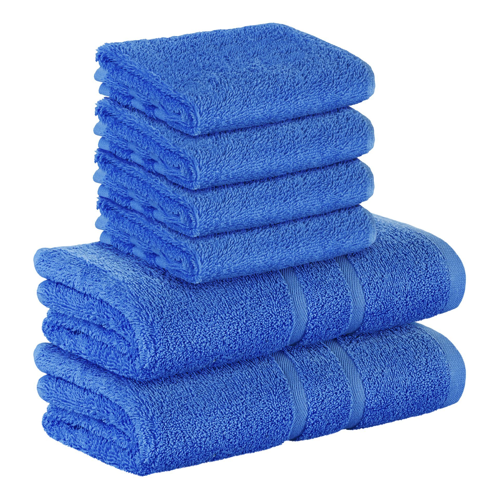 StickandShine Handtuch Set 4x Gästehandtuch 2x Handtücher als SET in verschiedenen Farben (6 Teilig) 100% Baumwolle 500 GSM Frottee 6er Handtuch Pack, (Sparset), 100% Baumwolle 500 GSM Blau