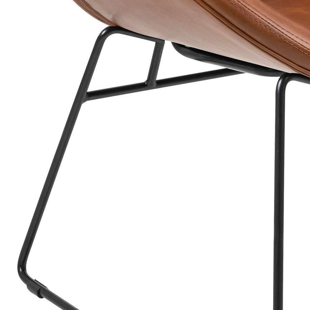 Stuhl Stahl Loungesessel, und Schwarz ACTONA Brandyfarbenem PU lederoptik Cazar GROUP Kufengestell aus