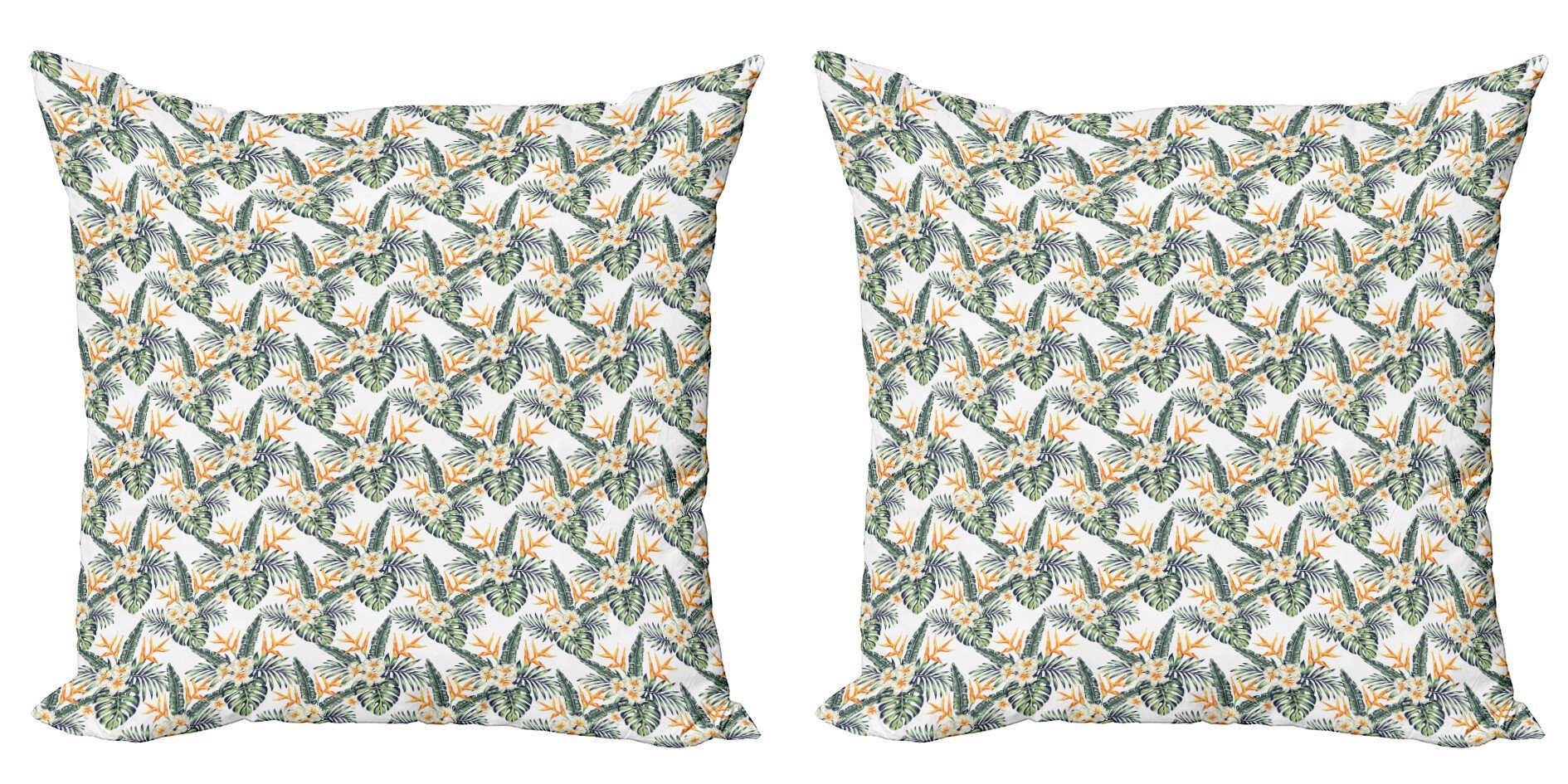 Abakuhaus Blumen Accent Hibiskus und Stück), Exotische (2 Doppelseitiger Kissenbezüge Modern Digitaldruck, Blätter