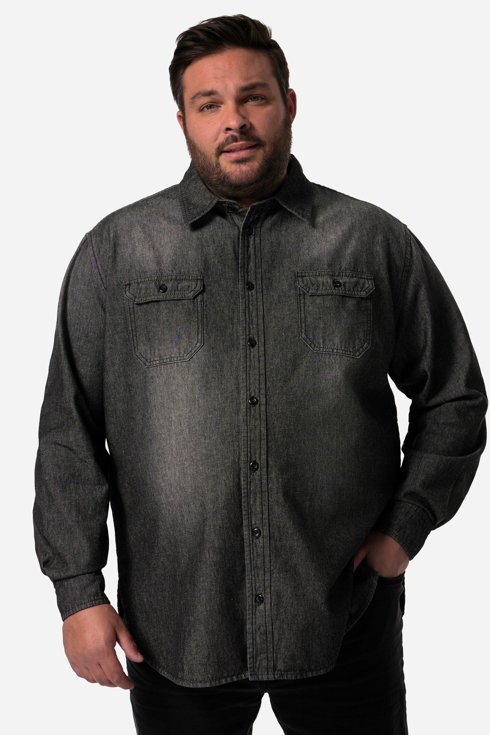 John F. Gee Kurzarmhemd Jeanshemd Langarm Kentkragen Modern Fit günstig online kaufen