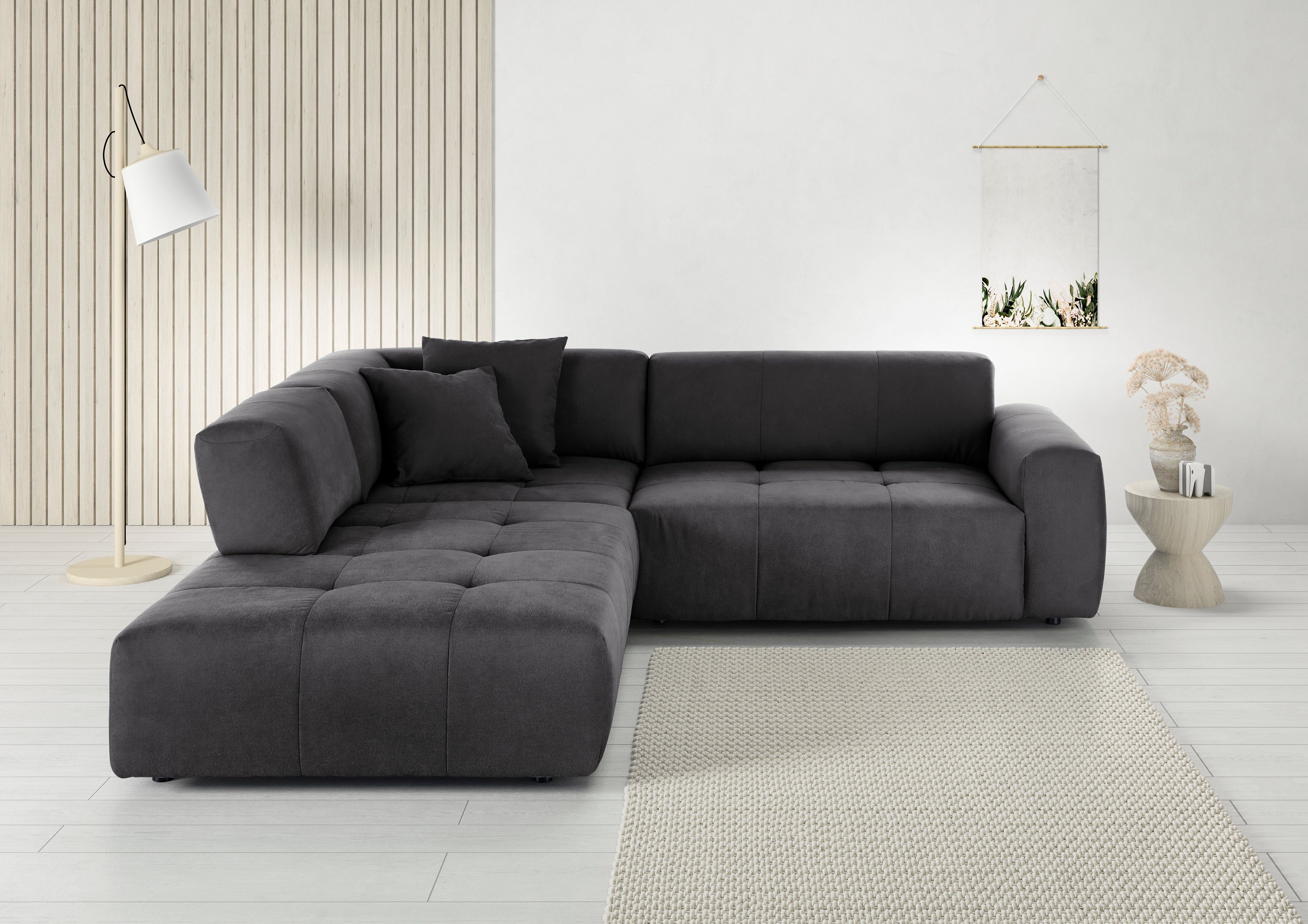 3C Candy Ecksofa Yoshy Komfortsofa, bequem und modern, hochwertige Verarbeitungsdetails, Zwei verschiedene Sitztiefen durch verstellbare Rückenlehne, L-Form