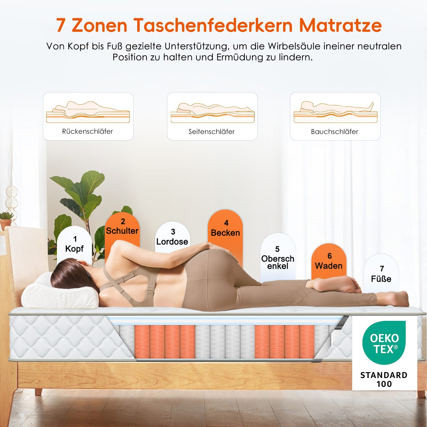 Taschenfederkernmatratze Matratze, Matratzen Rückenentlastung, Matratzen 90 günstig online kaufen