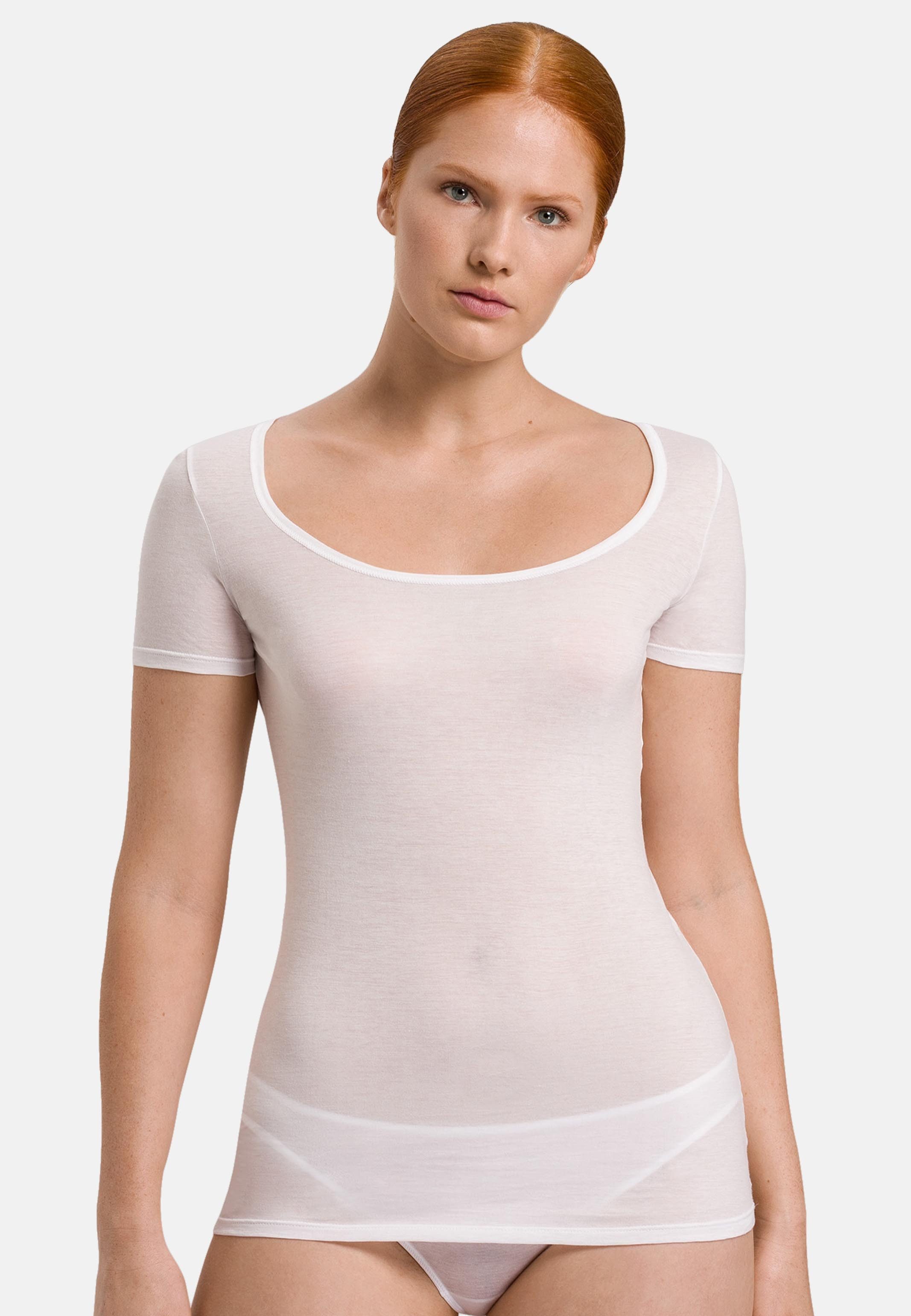 Hanro Unterhemd Ultralight (1-St) Unterhemd / Shirt Kurzarm - Baumwolle - Atmungsaktiv