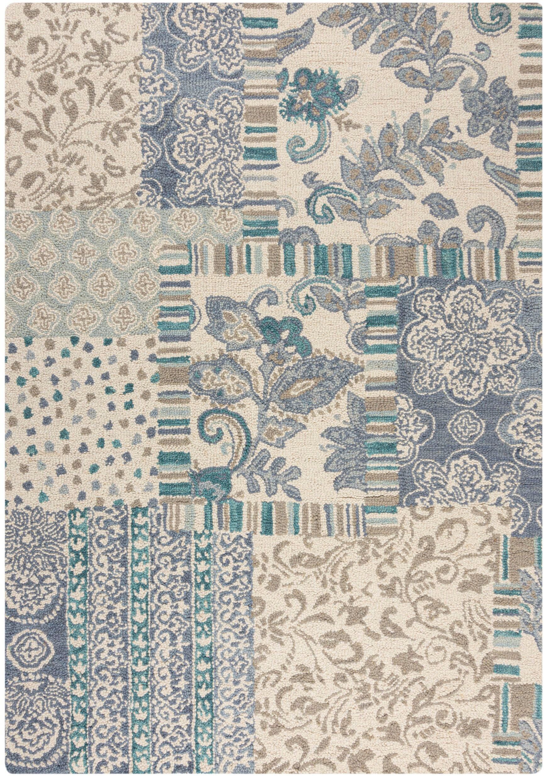 FLAIR RUGS Wollteppich Eloise Patchwork, rechteckig, Höhe: 8 mm, reine Wolle, handgetuftet, Patchwork Design, Wohnzimmer, Schlafzimmer