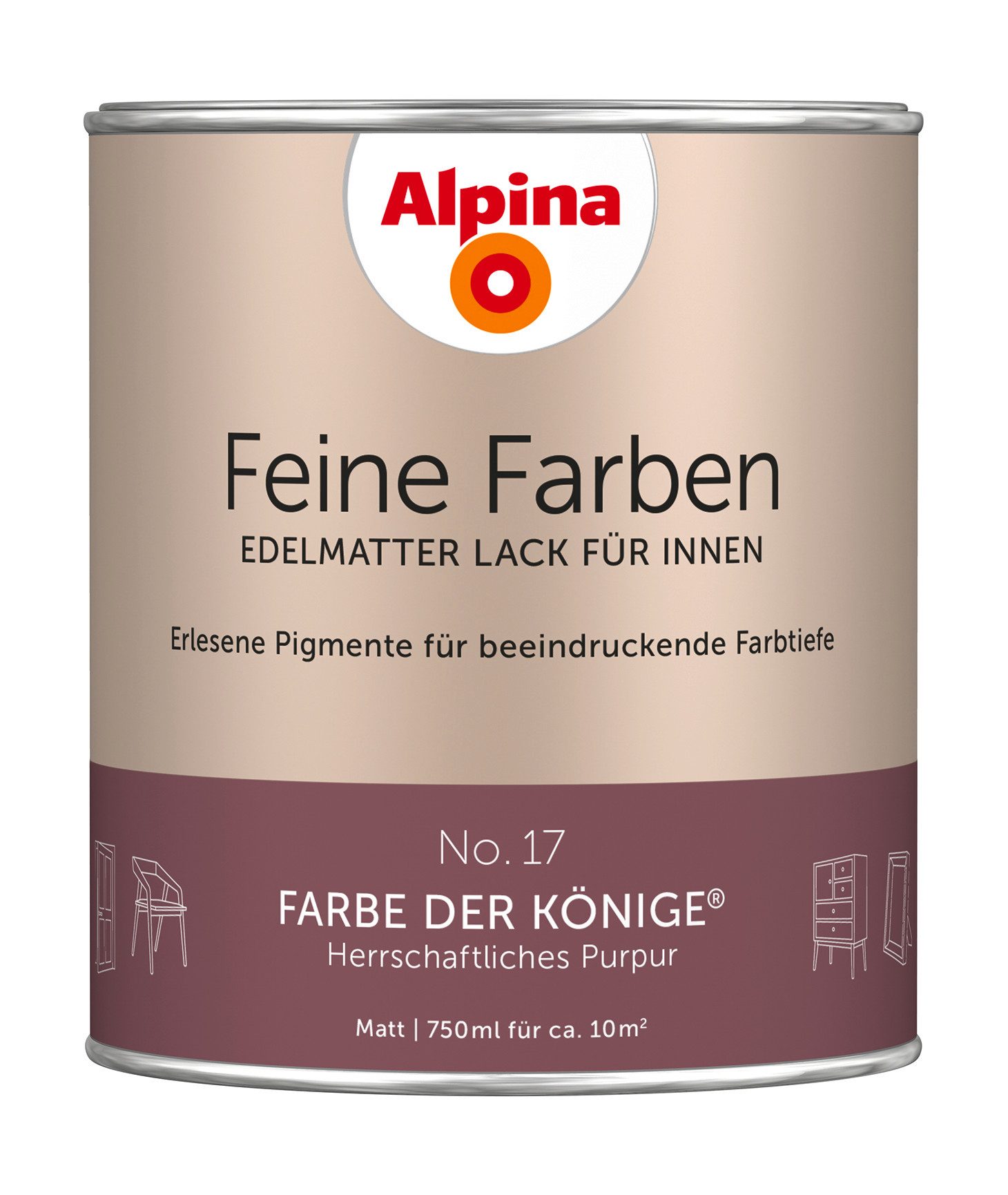 Alpina Lack Alpina Feine Цвета Lack edelmatt 750ml - Farbfamilie Violett