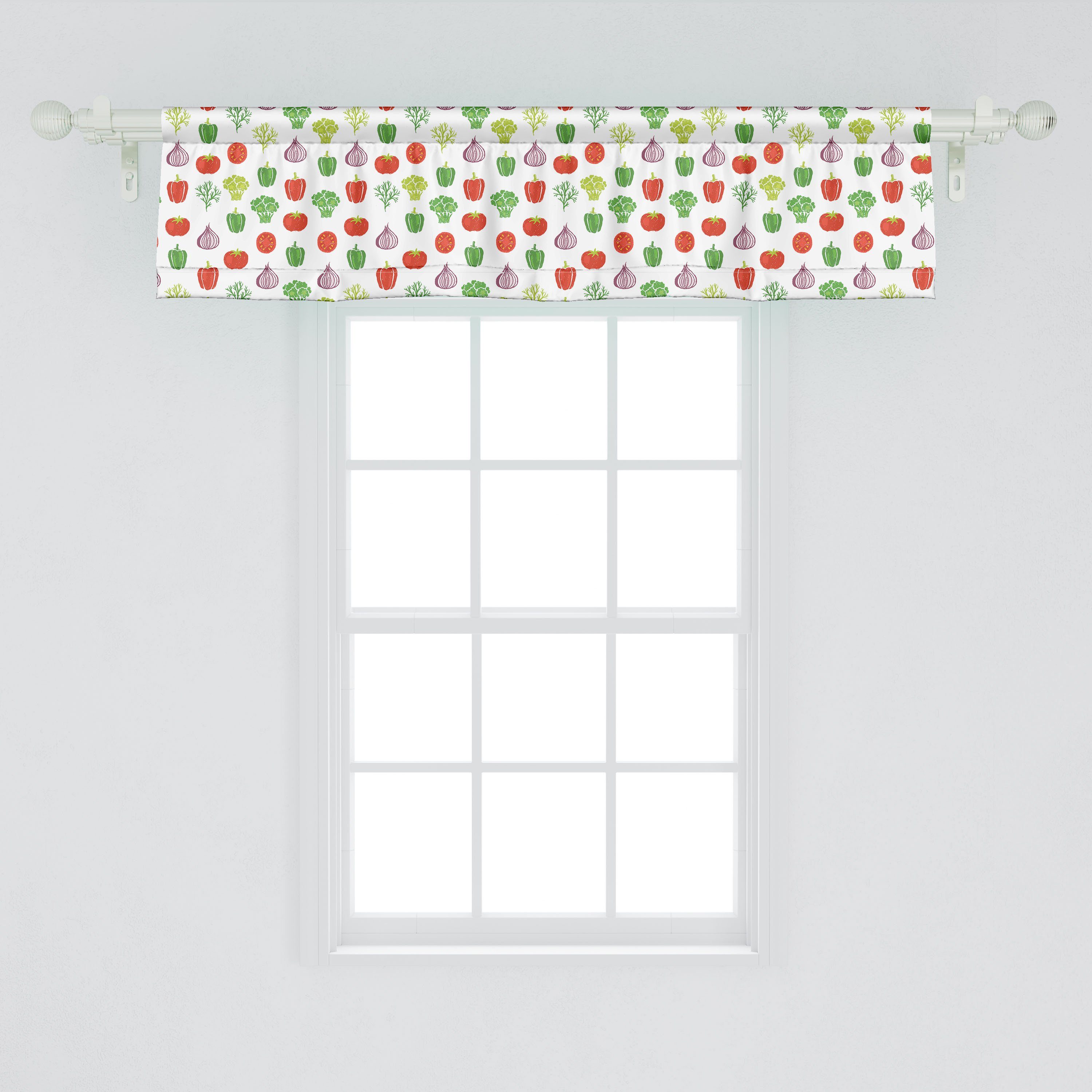 Scheibengardine Vorhang Volant für Gemüse mit Microfaser, Art Schlafzimmer Küche Abakuhaus, Dekor Kost Stangentasche, Themed