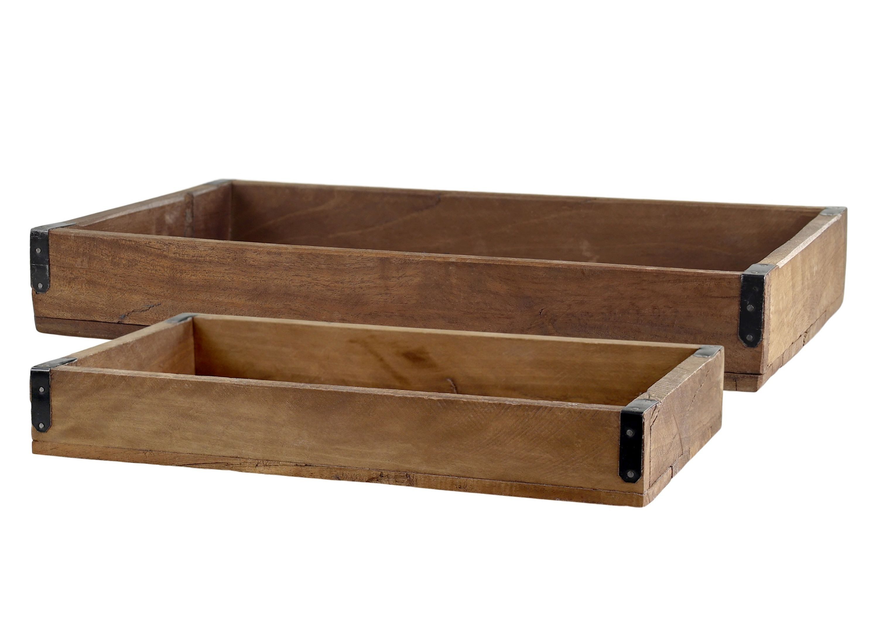 Chic Antique Dekotablett Holzkiste Tablett aus Altholz 2er Set Chic Antique 41453-00