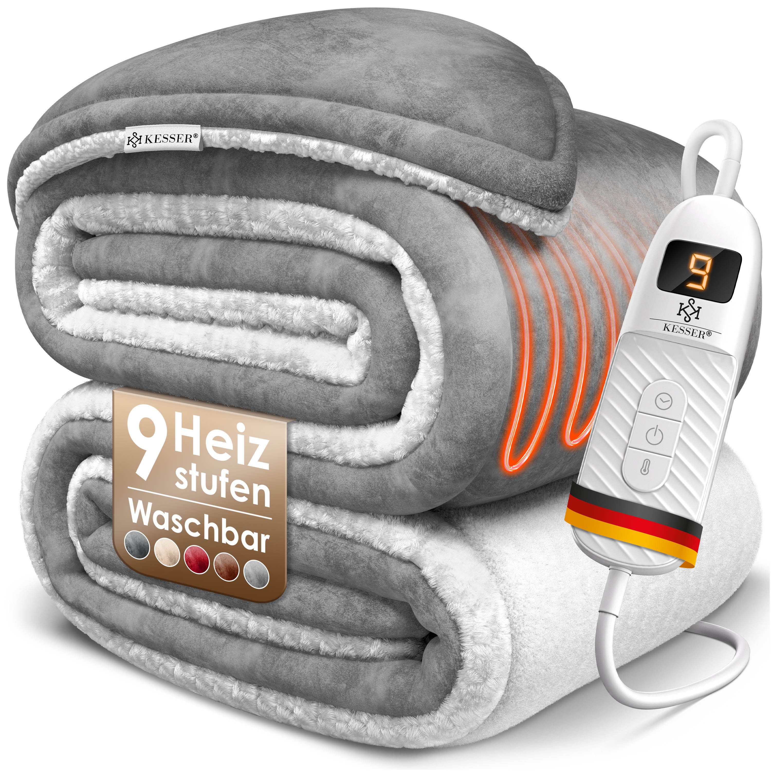 KESSER Heizdecke, Heizdecke aus Sherpa-Fleece Doppelseitig elektrische Wärmedecke