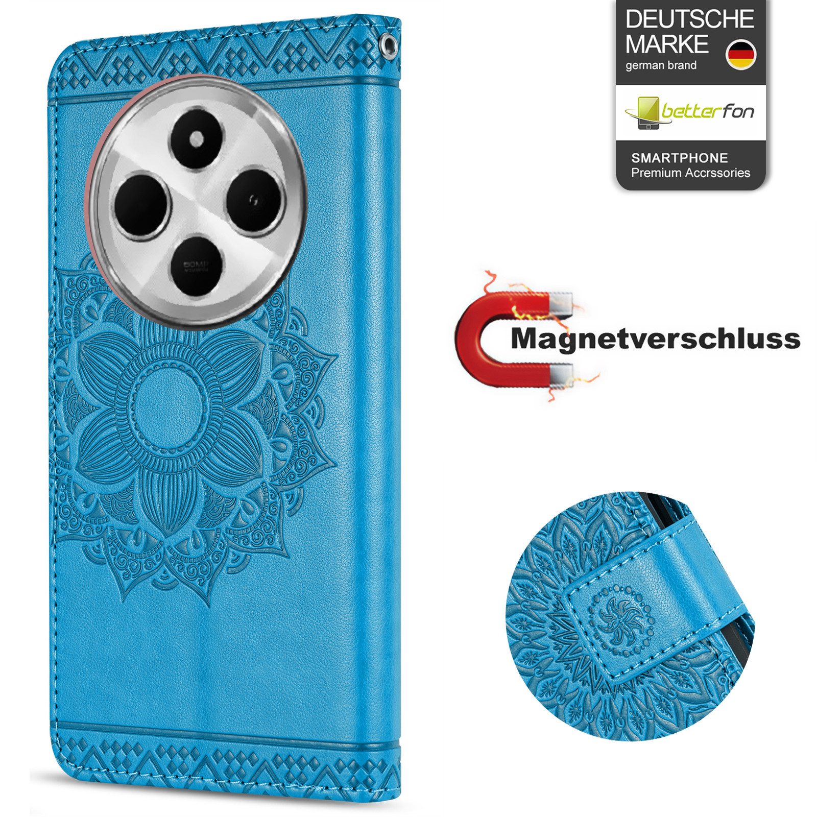 betterfon Handyhülle Handytasche für Xiaomi Redmi 14C / Poco C75 Klapphülle Wallet Case, Wallet Case mit Kartenfächern Magnetverschluss und weicher Innenhülle – Bild 3 von 5