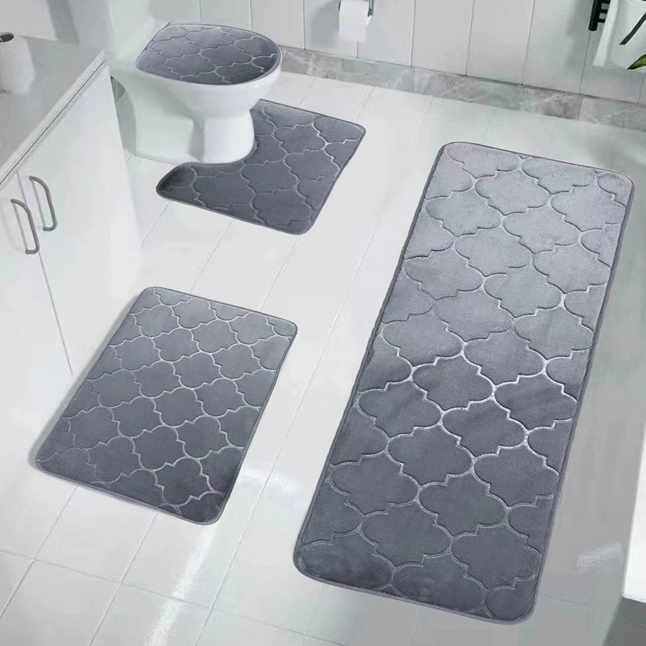 YINDN Badematte 4-tlg. Badteppichset, Stand-WC Set, günstig online kaufen