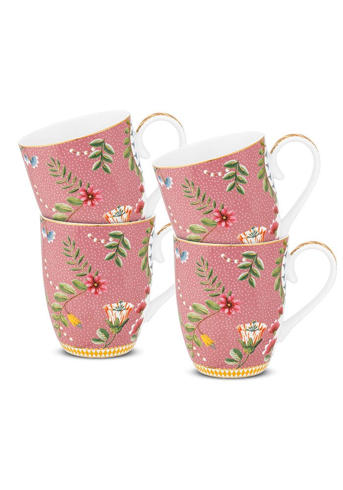 PiP Studio Becher La Majorelle, Porzellan, Kaffeetassen im 4er-Set, La Majorelle, 350 ml