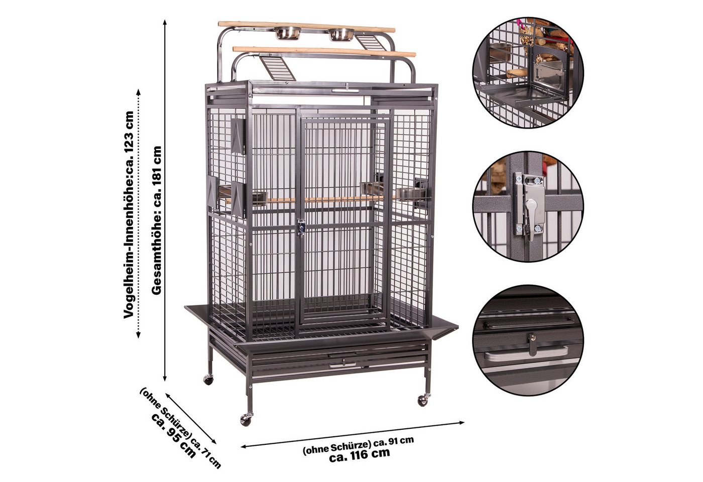 Thumbnail - Montana Cages Vogelkäfig Vogelvoliere Papageienkäfig Hacienda Play, kleine- & mittelgroße Papageien, Antik, ca. 91 x 71 ...