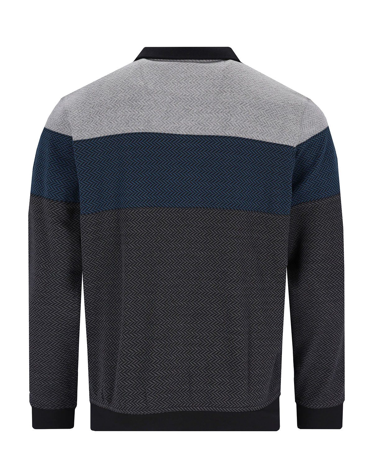 Hajo Sweatshirt Troyer-Sweatshirt mit Fischgrat-Streifen allover günstig online kaufen