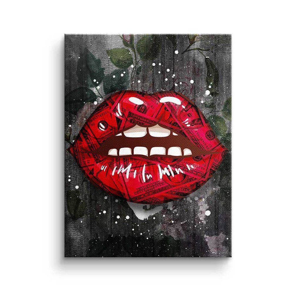 DOTCOMCANVAS® Leinwandbild, Premium - - Geld Leinwandbild - Erfolg ohne Kiss - Art Rahmen Modern Pop