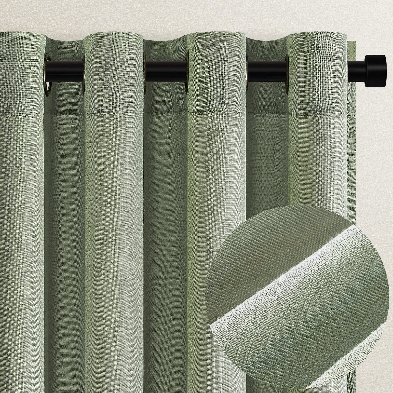 Topfinel Gardine Leinen Vorhänge Stores Gardinen mit Ösen für Wohnzimmer Bo günstig online kaufen