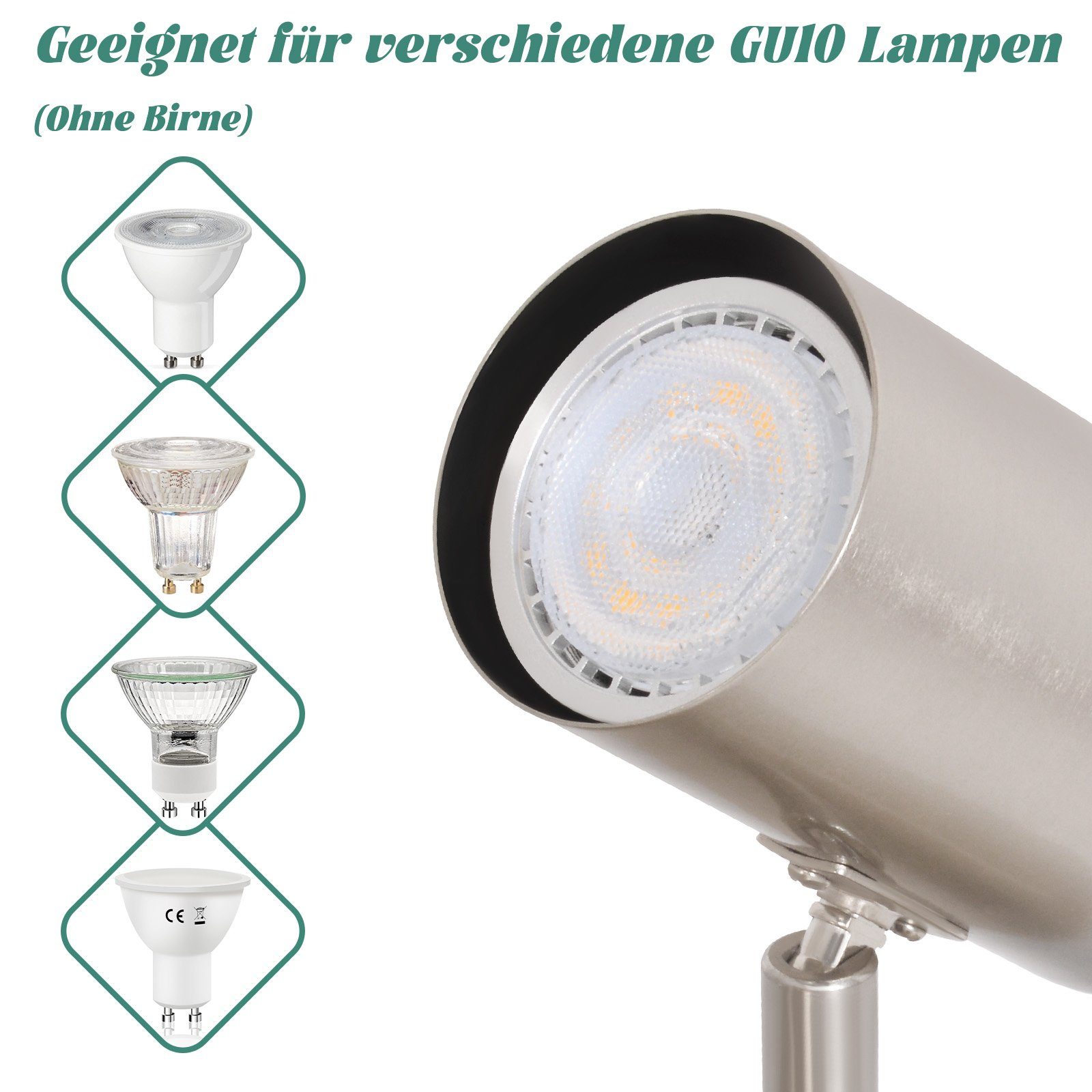 fest Deckenleuchte LED 1/2/3/4 Deckenstrahler Modern, integriert, 330°Schwenkbar GU10 Flammig LED ZMH Flur Schwenkbar