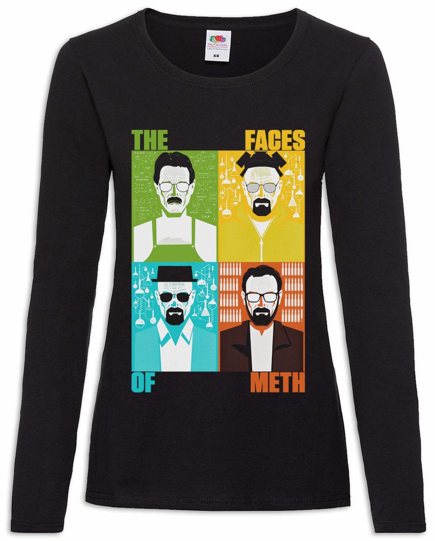 Urban Backwoods Langarmshirt Faces Of Damen Langarmshirt Walter Breaking White Ehrmantraut Bad (1-tlg) Crystal Pinkman Let's The