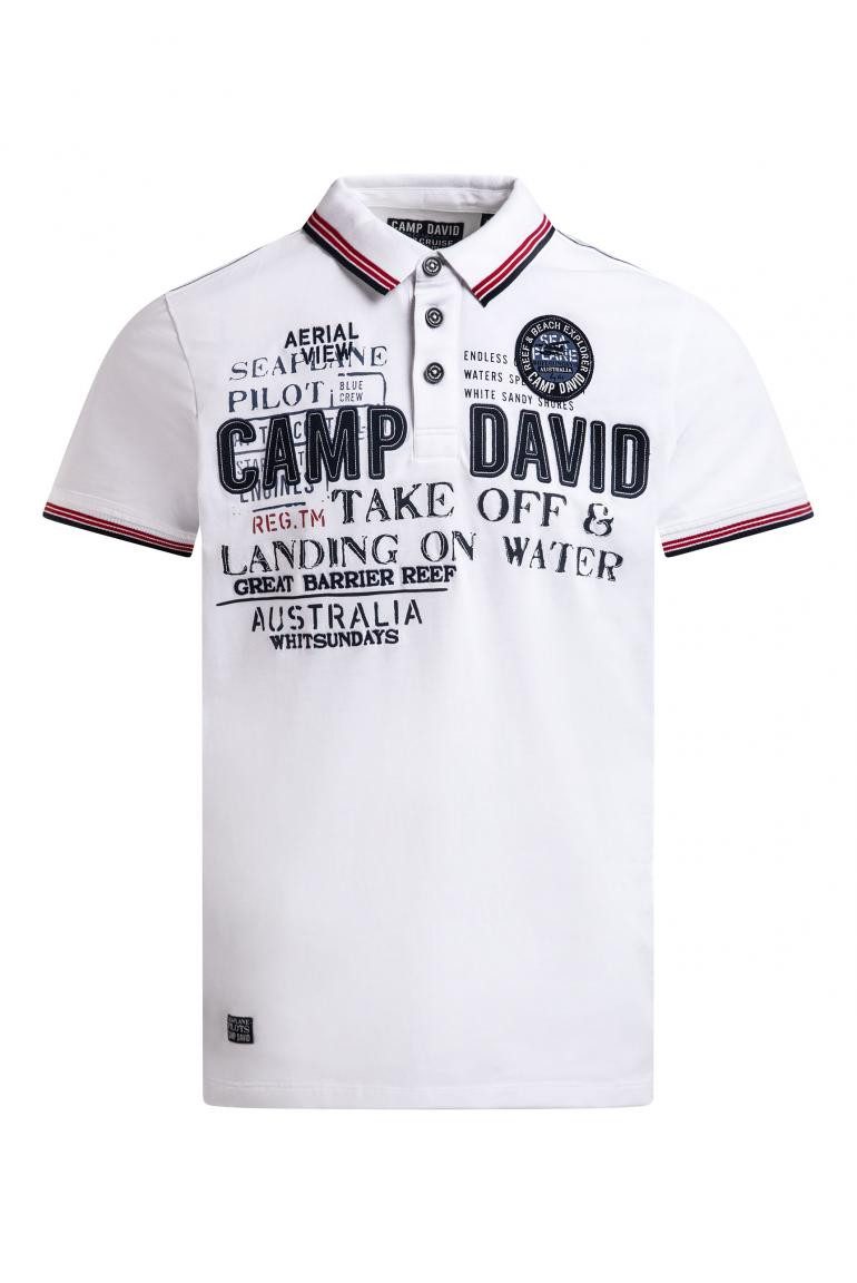 CAMP DAVID Poloshirt Kurzarm mit Logo-Applikationen