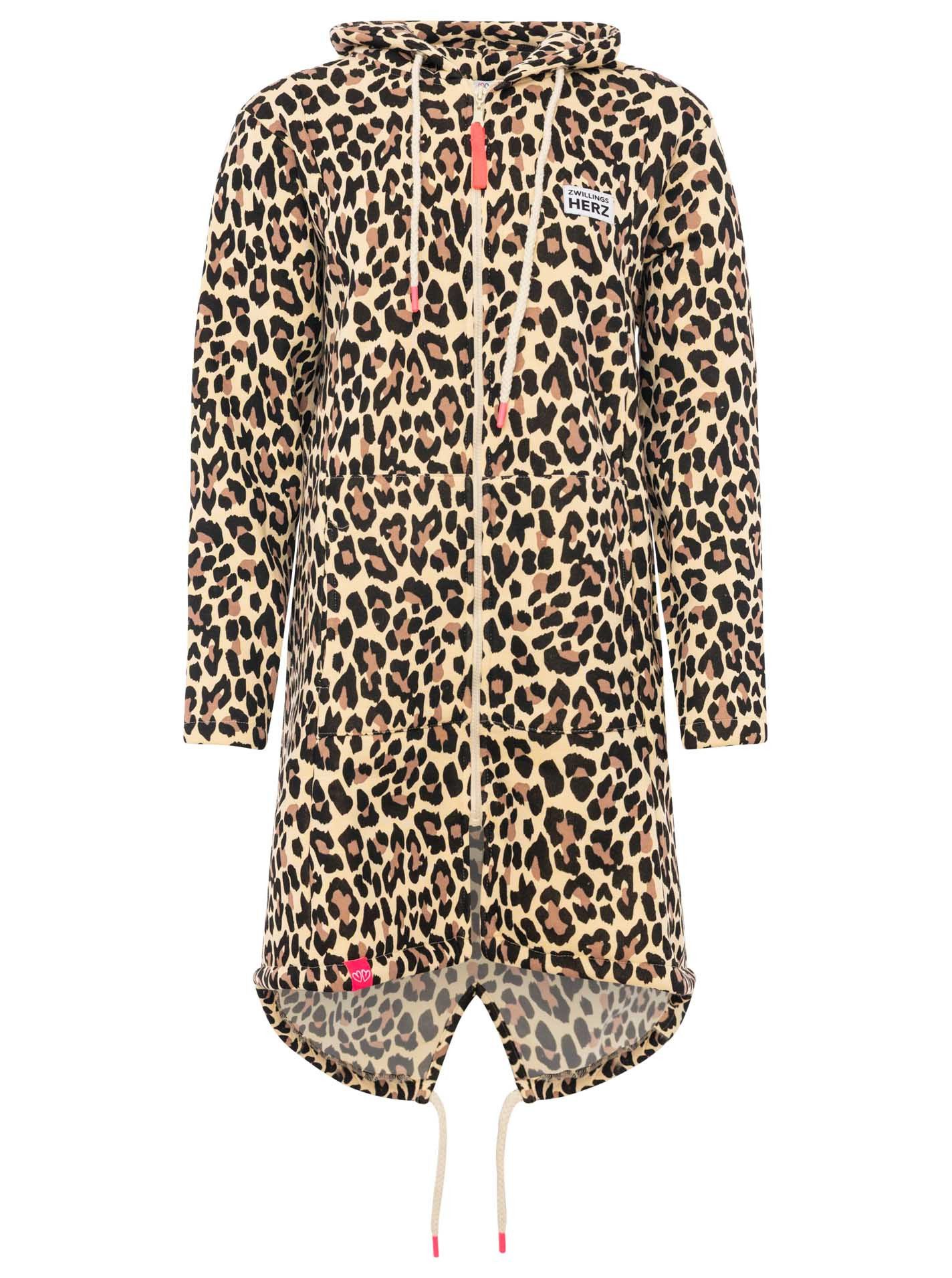 Zwillingsherz Kapuzensweatjacke Hoodiemantel "Leo Allover" Kapuze, Reißverschluss, Seitliche Taschen